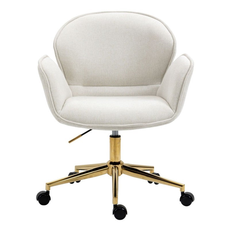 Kami Fabric Office Chair with Gold Legs Light Beige Interior