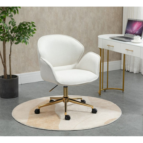 Kami Fabric Office Chair with Gold Legs - Light Beige