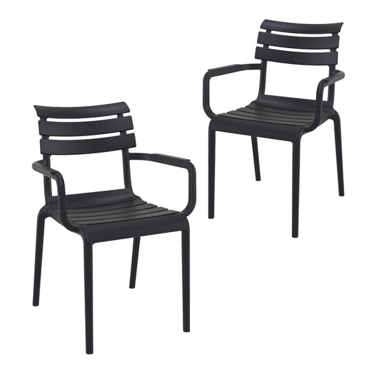 Set of 2 - Keller Indoor / Outdoor Dining Armchair - Black