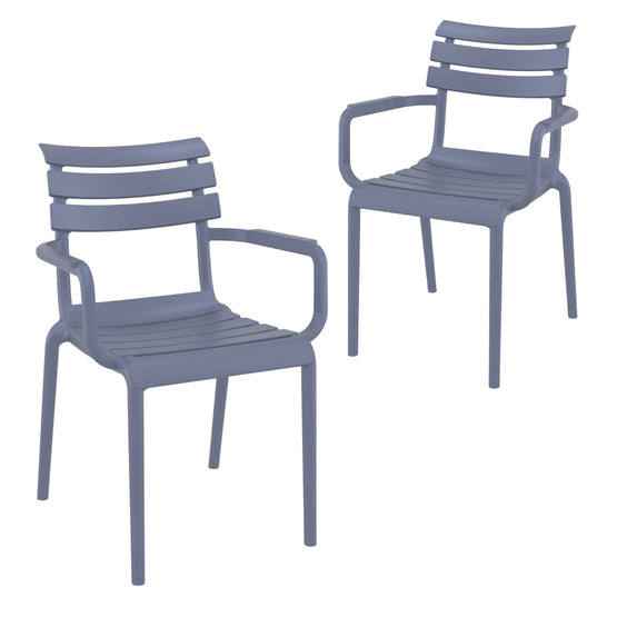 Set of 2 - Keller Indoor / Outdoor Dining Armchair - Grey