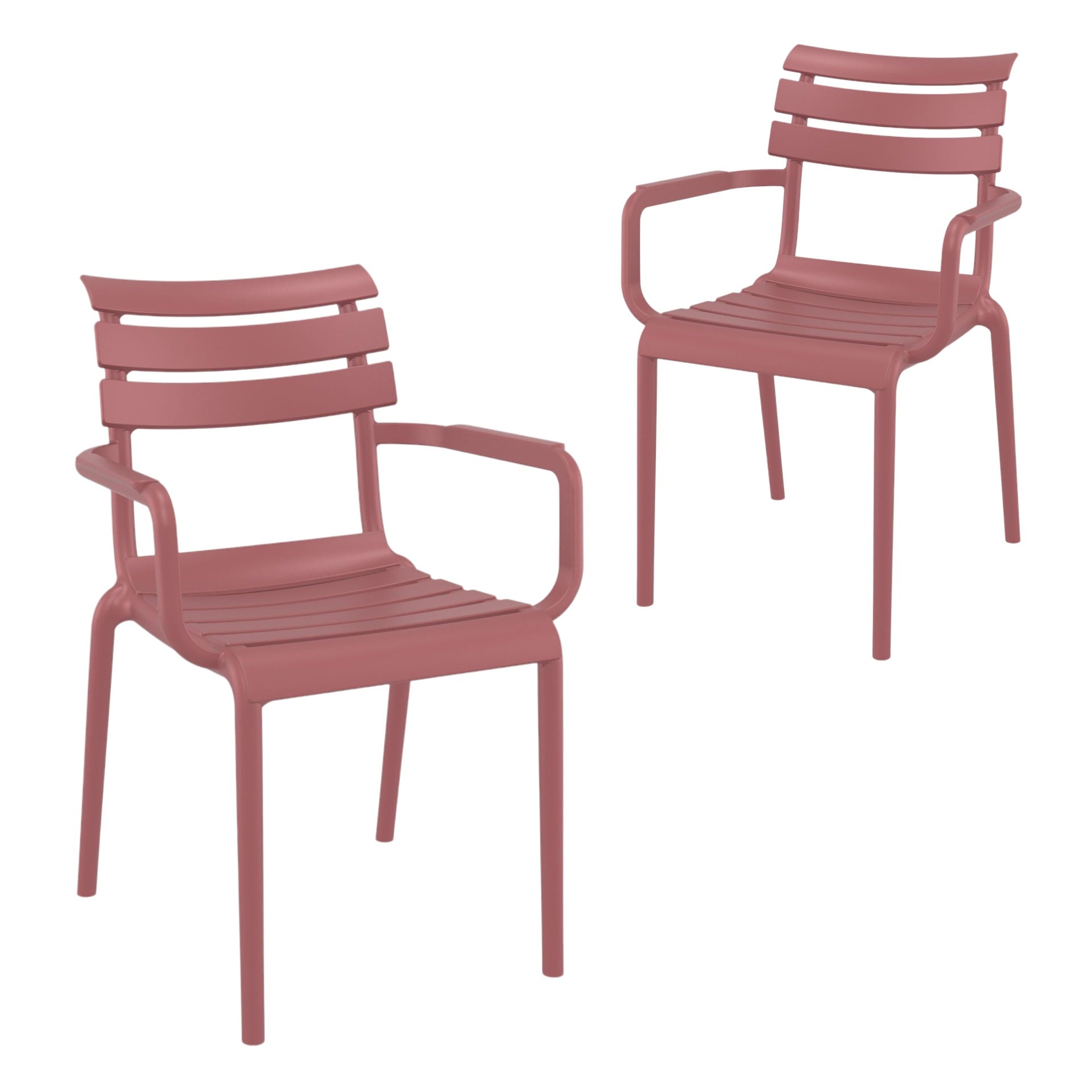 Set of 2 - Keller Indoor / Outdoor Dining Armchair - Marsala