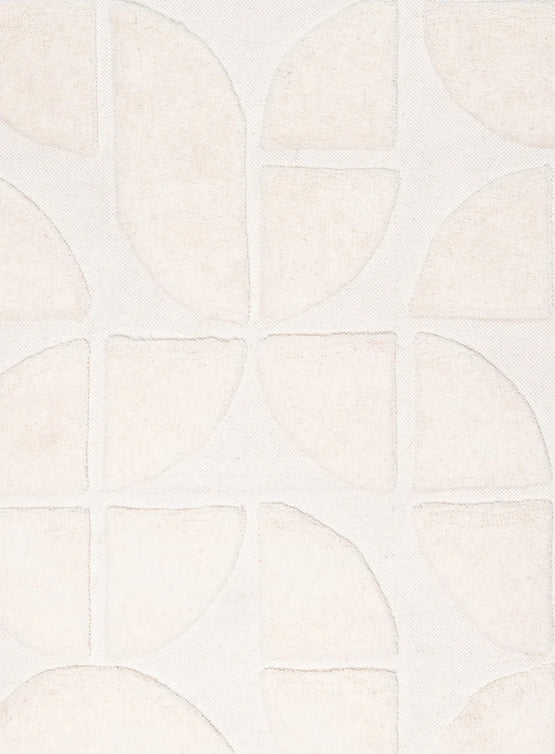 Kikko 330cm x 240cm Geometric Washable Wool Rug - Cream