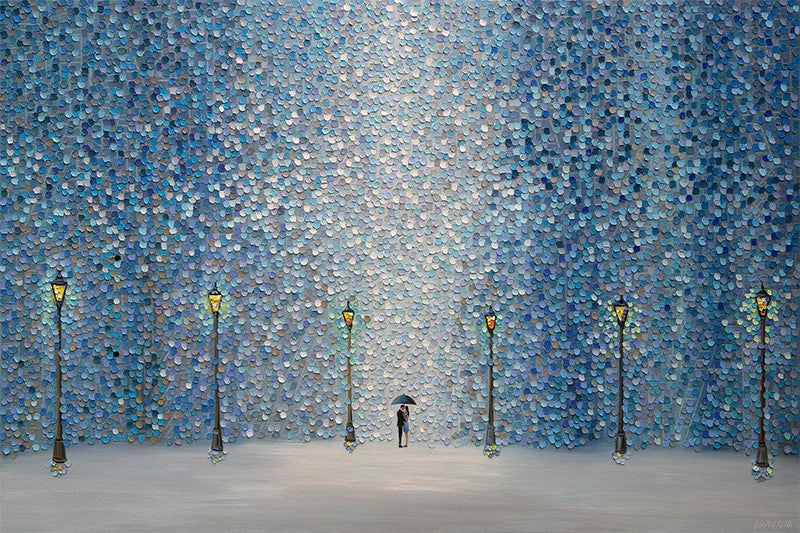 Kiss Under The Rain, By Ekaterina Ermilkina Wall Art Gioia-Local 60x40cm Framed Canvas Gold