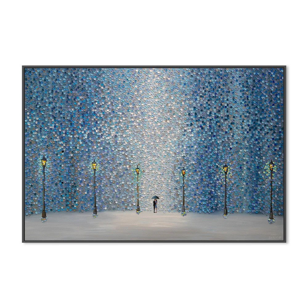 Kiss Under The Rain, By Ekaterina Ermilkina Wall Art Gioia-Local 60x40cm Framed Canvas Black