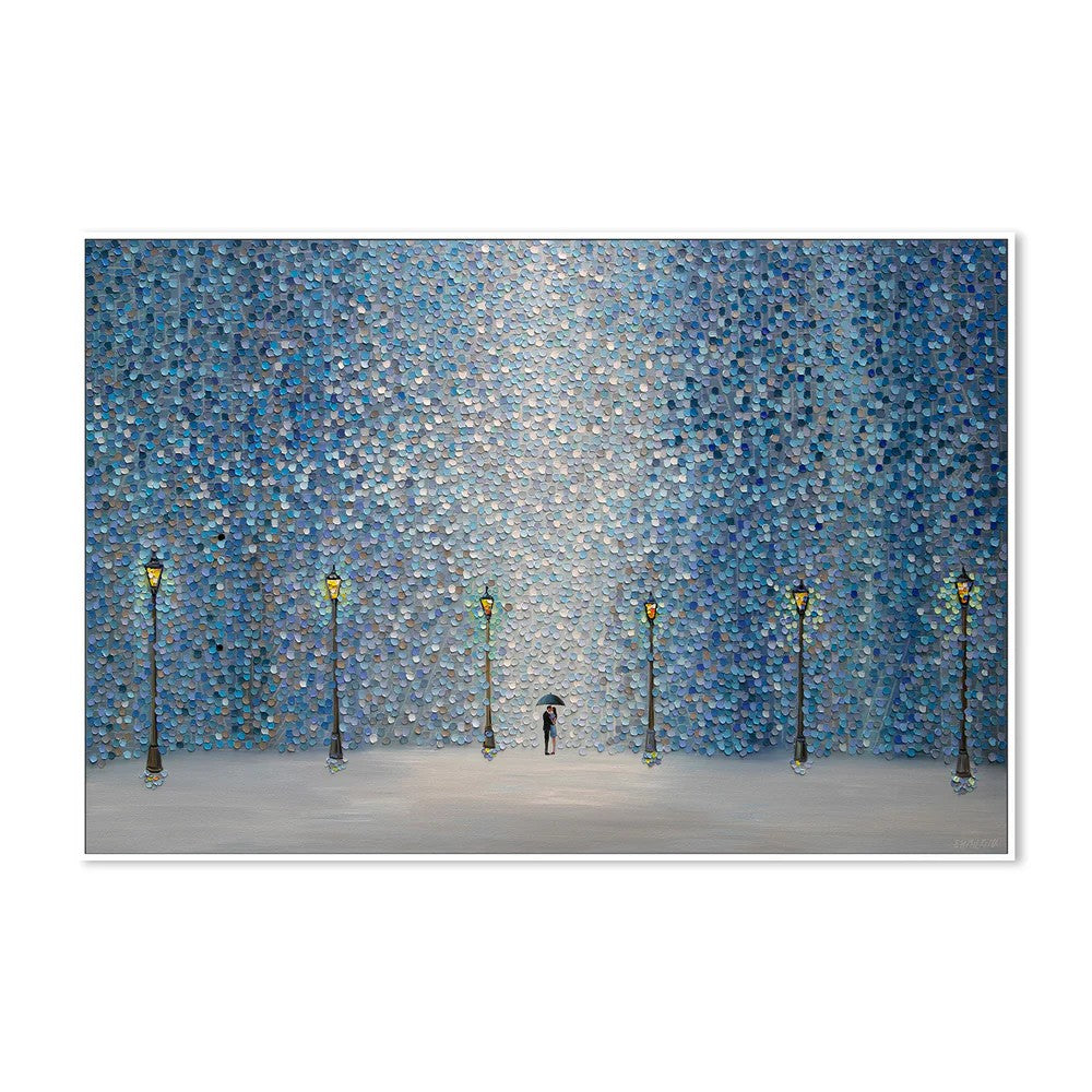Kiss Under The Rain, By Ekaterina Ermilkina Wall Art Gioia-Local 60x40cm Framed Canvas White