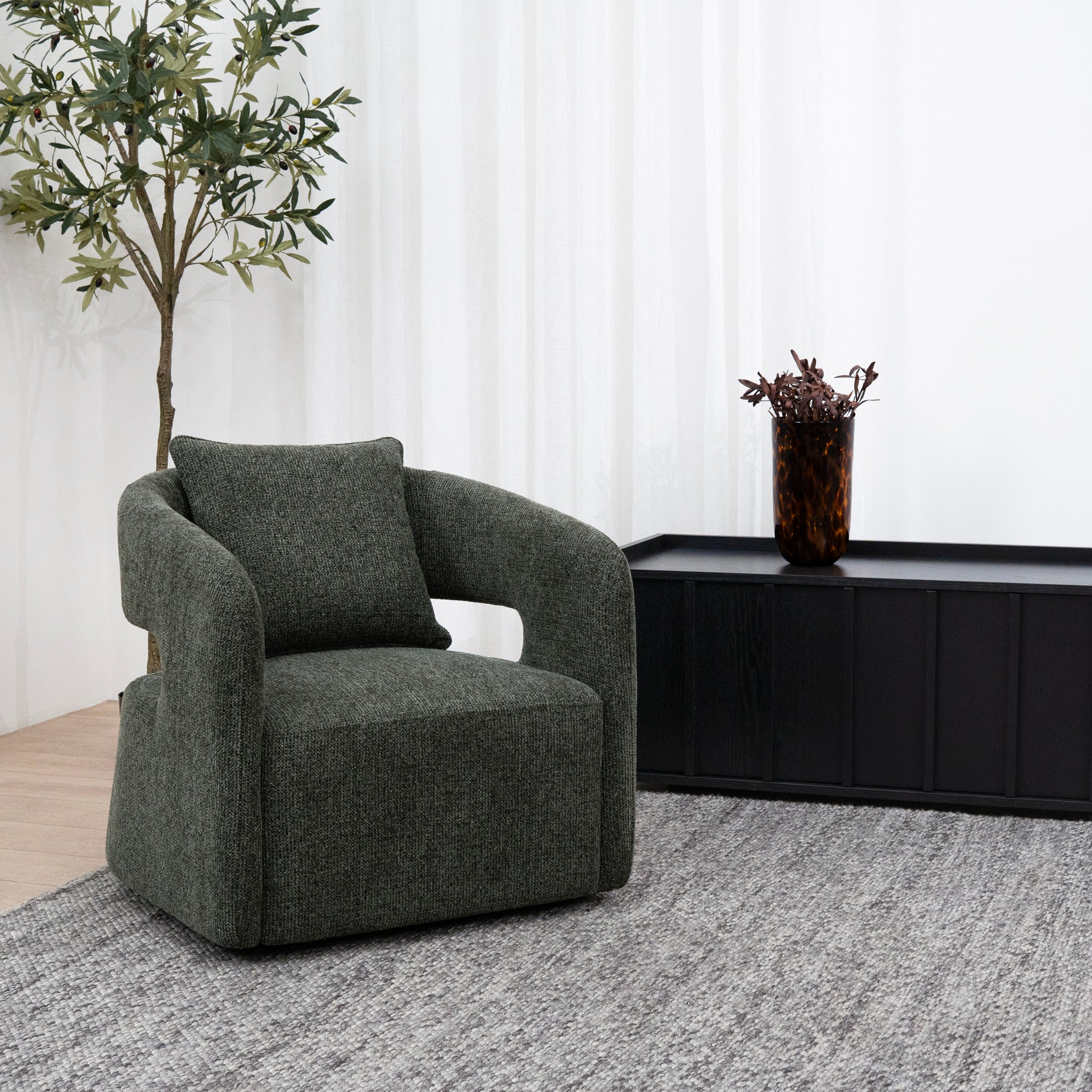 Seam Armchair - Coral Dark Green Armchair OL Sofa-Core