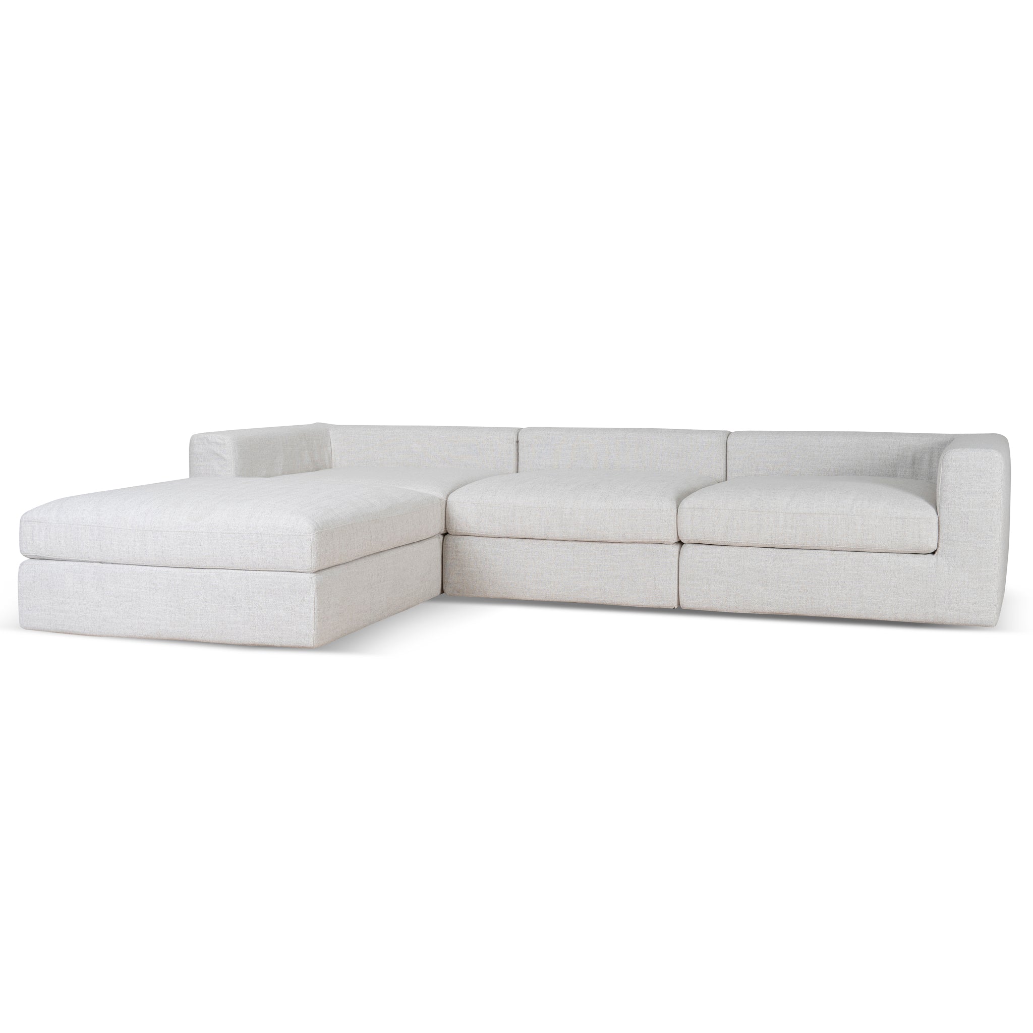 Daniyal 3 Seater Chaise Sofa - Pebble Beige Chaise Lounge K Sofa-Core