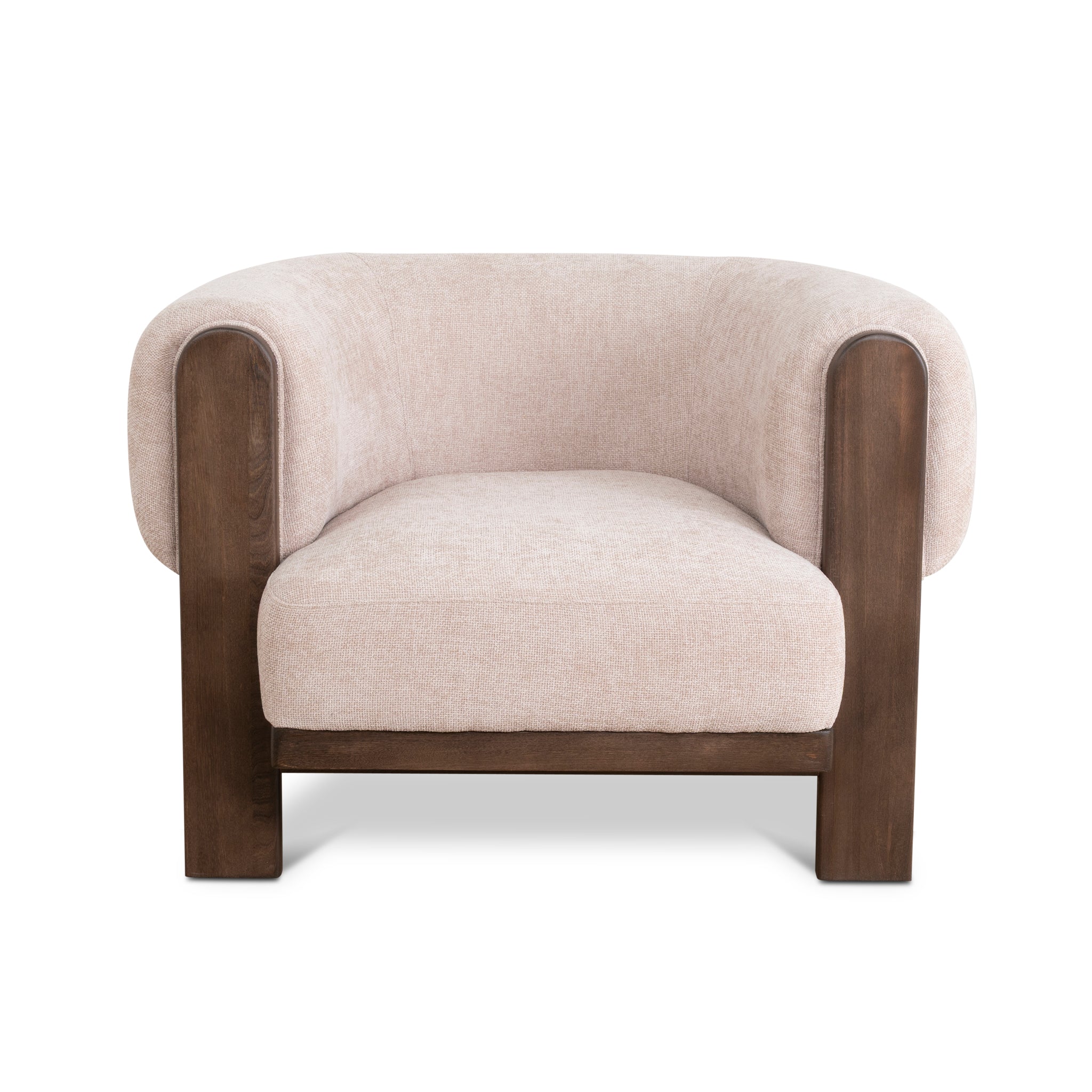 Montara Walnut Armchair - Blush Linen Armchair Nicki-Core