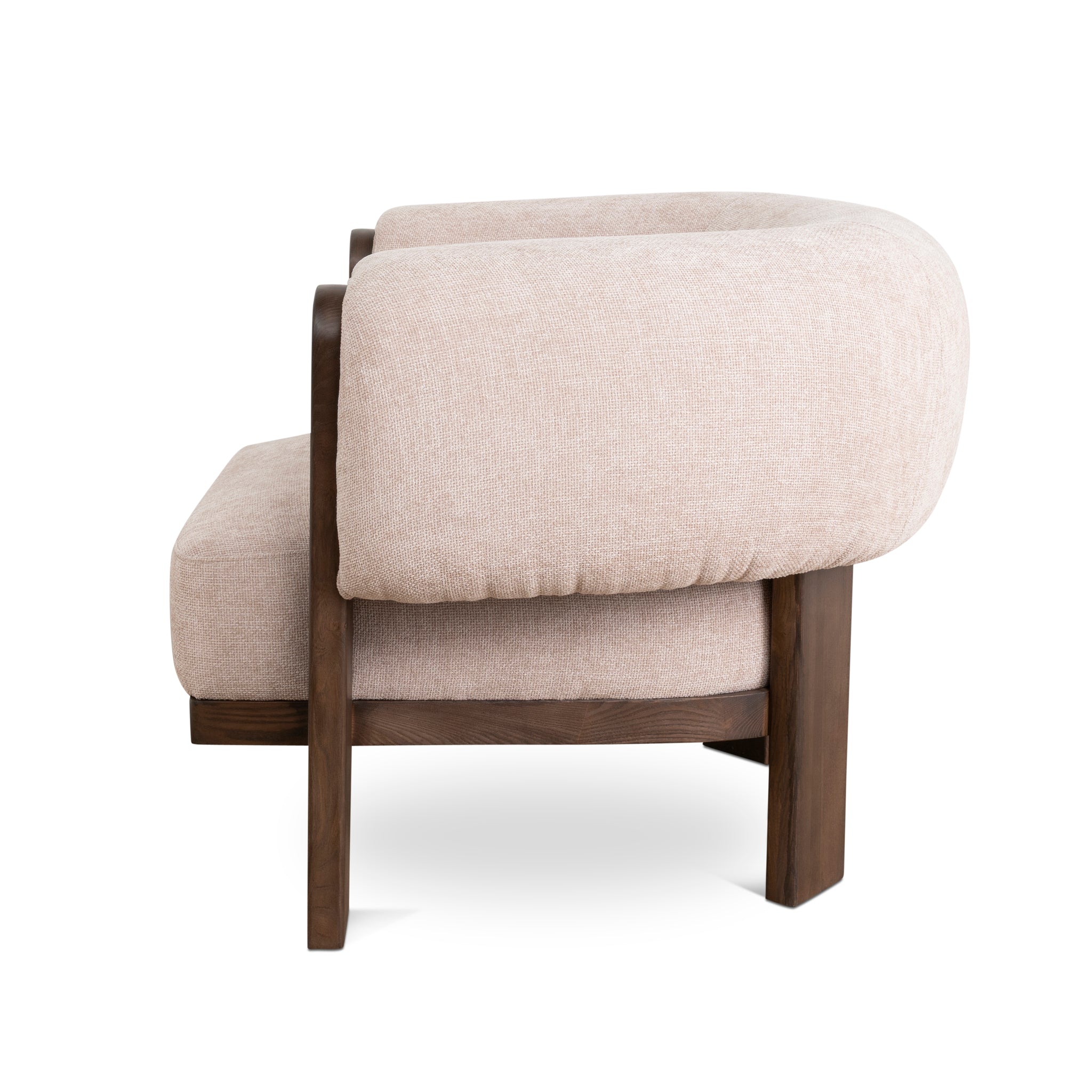 Montara Walnut Armchair - Blush Linen Armchair Nicki-Core