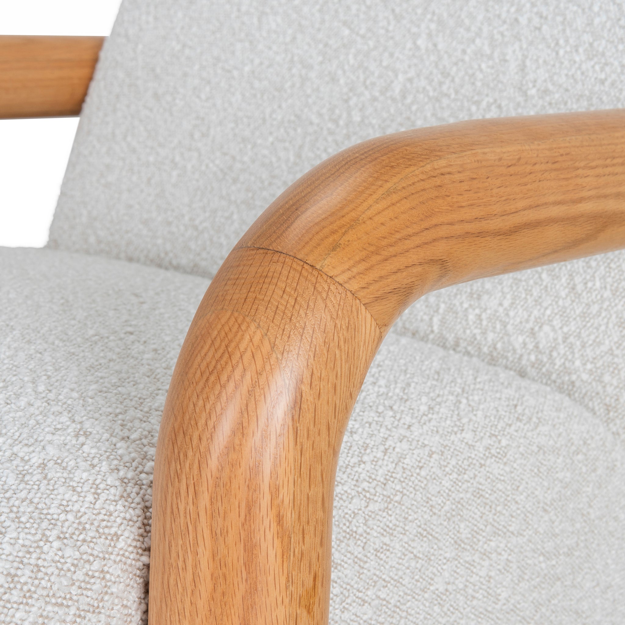 Ex Display - Lazycave Oak Armchair - Off White Boucle Armchair MYI-Core