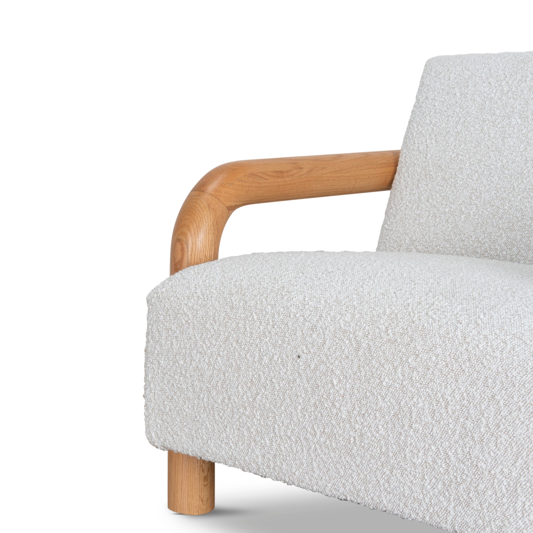 Ex Display - Lazycave Oak Armchair - Off White Boucle Armchair MYI-Core