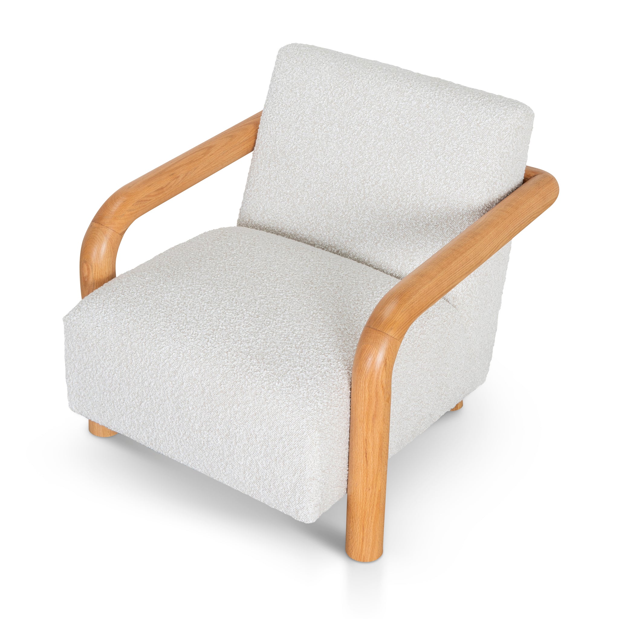 Ex Display - Lazycave Oak Armchair - Off White Boucle Armchair MYI-Core