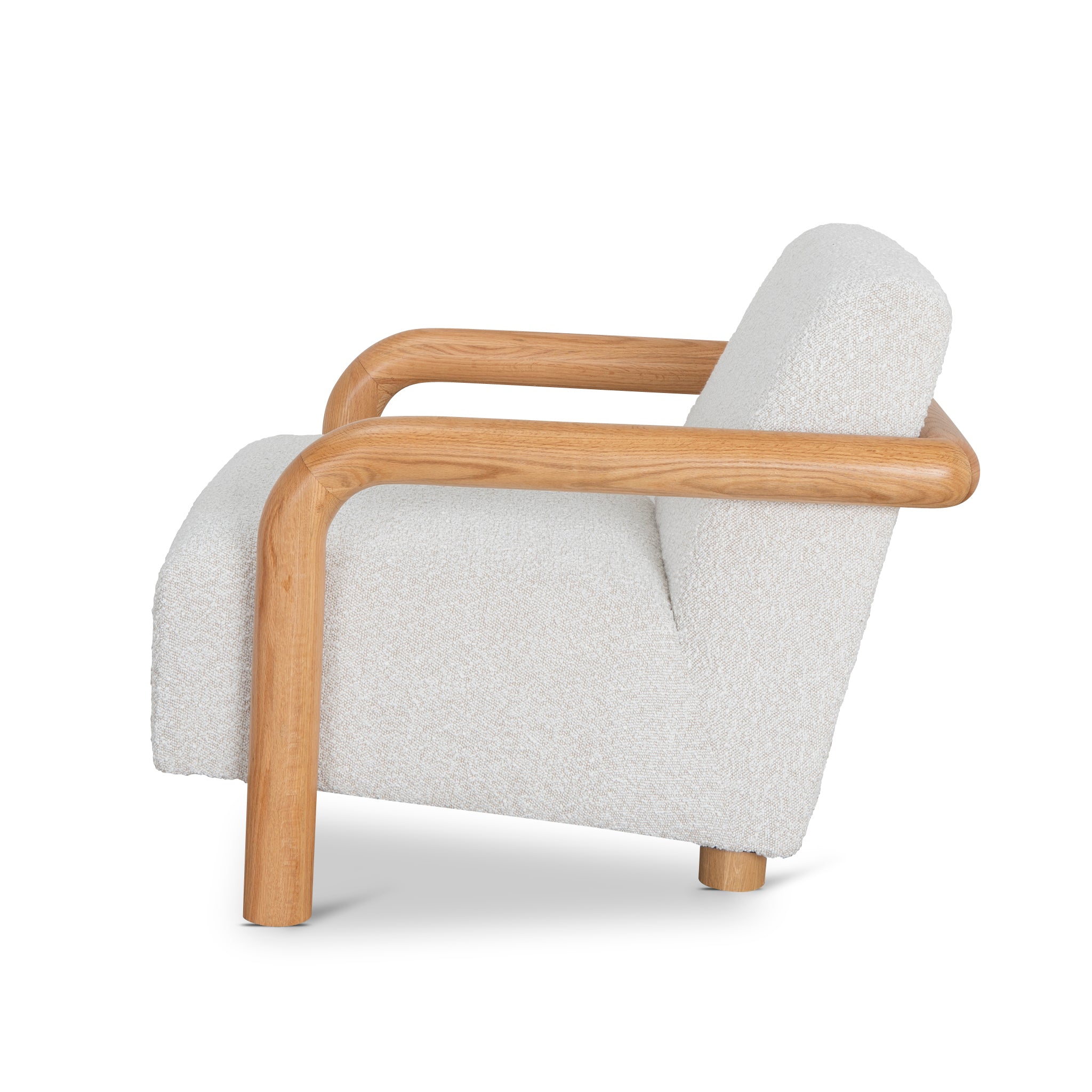 Ex Display - Lazycave Oak Armchair - Off White Boucle Armchair MYI-Core
