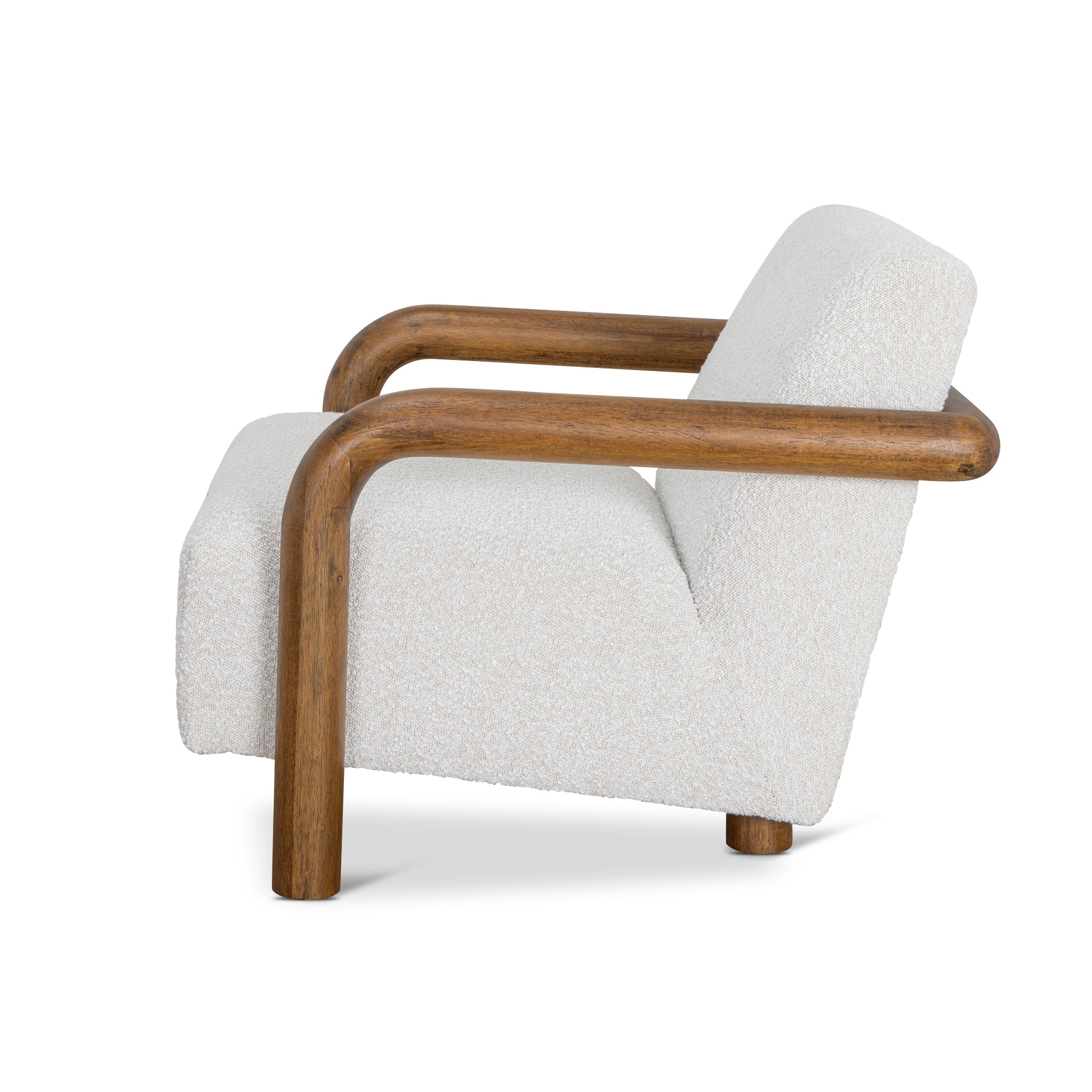 Lazycave Walnut Armchair - Off White Boucle Armchair MYI-Core