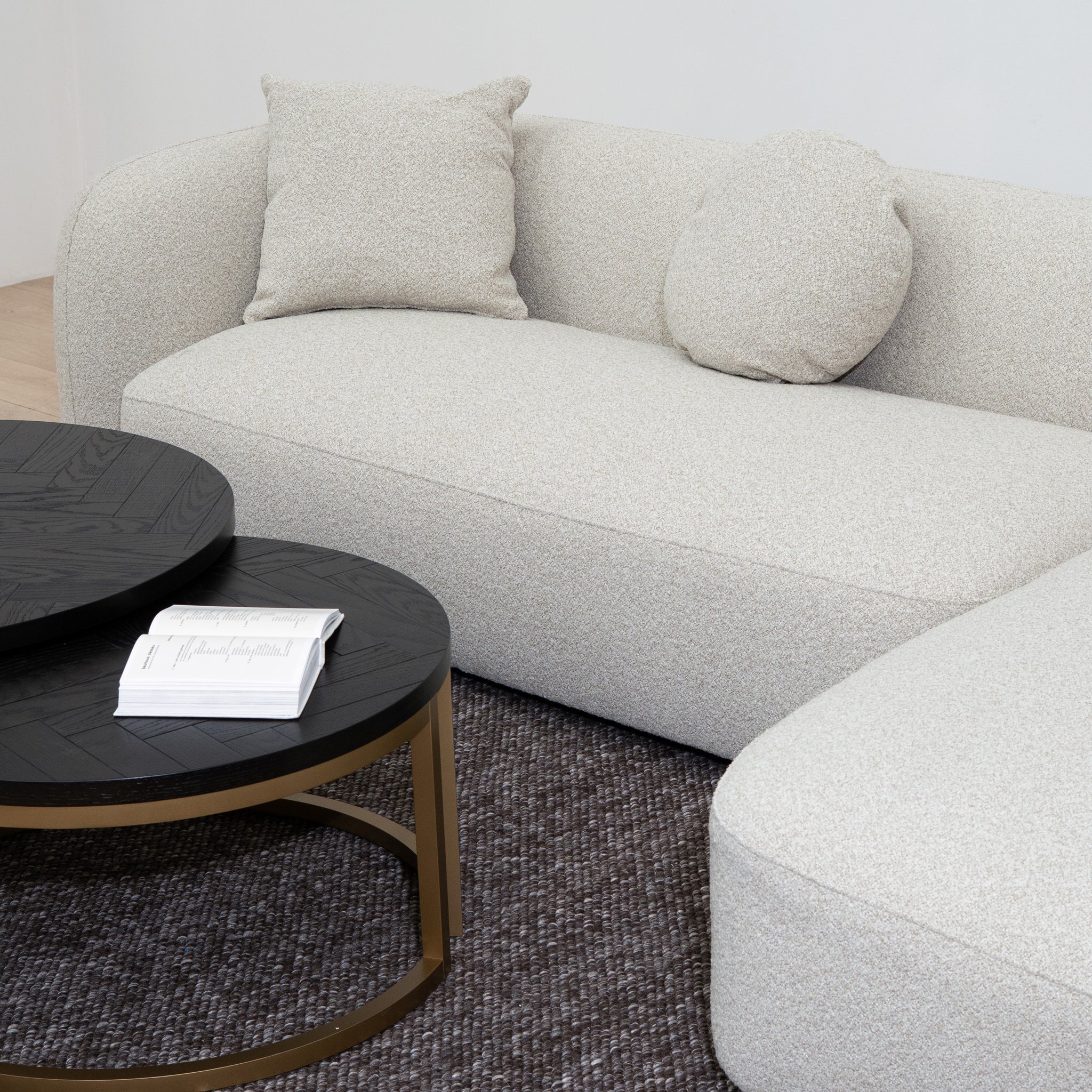 Justus 3 Seater Right Chaise Sofa - Oatmeal Beige Sofa Ace-Core