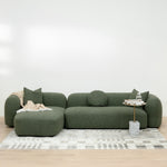Justus 3 Seater Left Chaise Sofa - Amazon Green Sofa Ace-Core