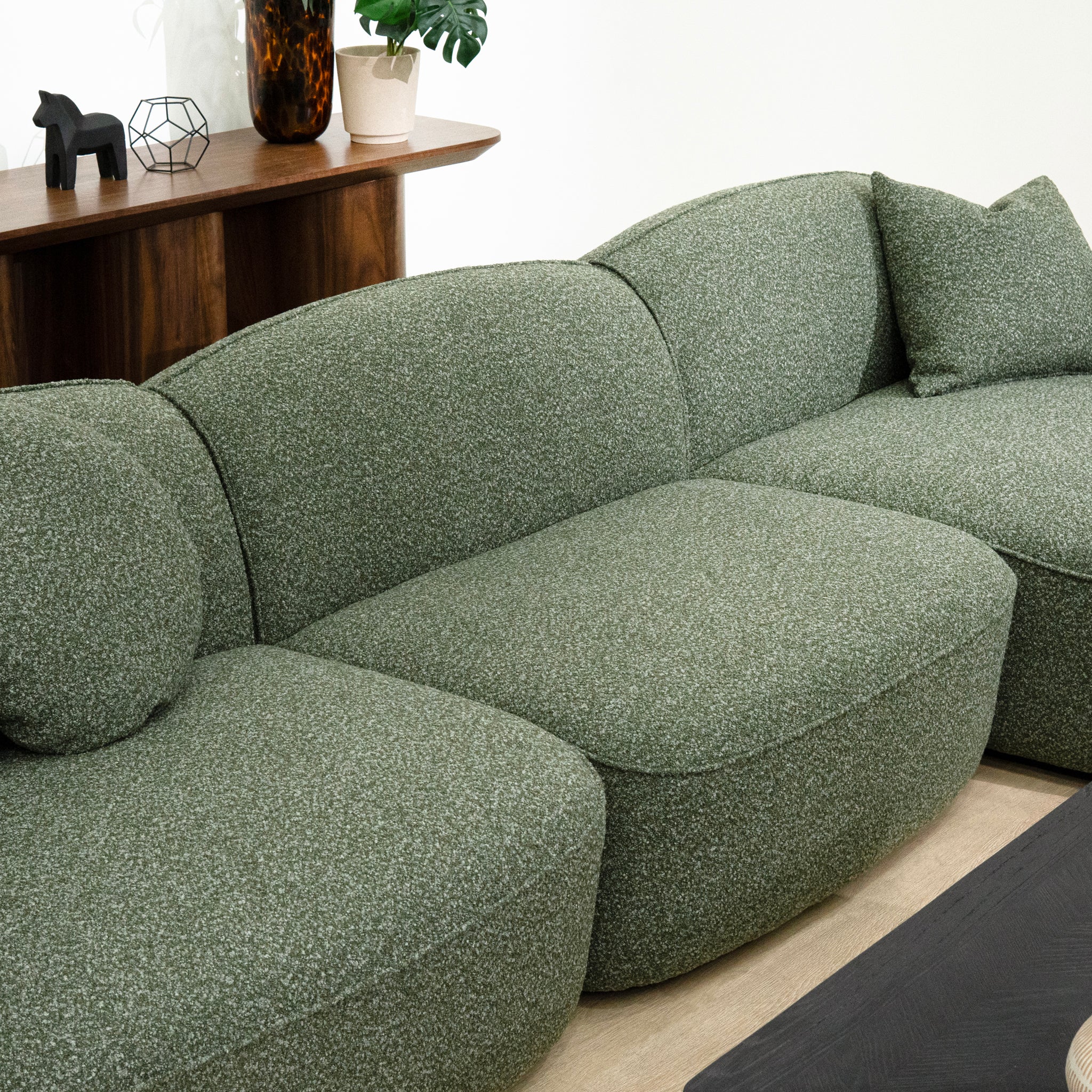 Serenity 3 Seater Right Chaise Sofa - Amazon Green Sofa Ace-Core