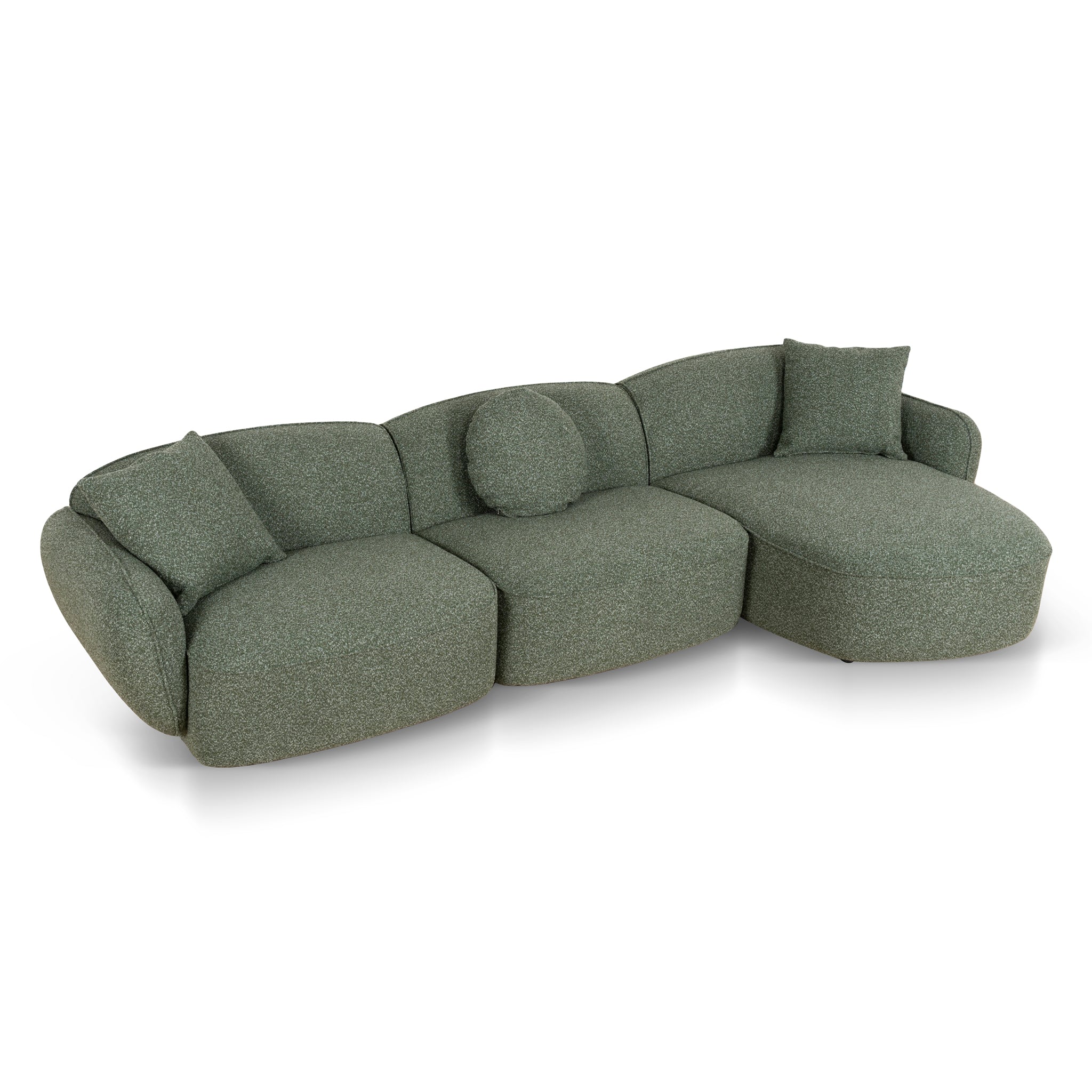 Serenity 3 Seater Right Chaise Sofa - Amazon Green Sofa Ace-Core