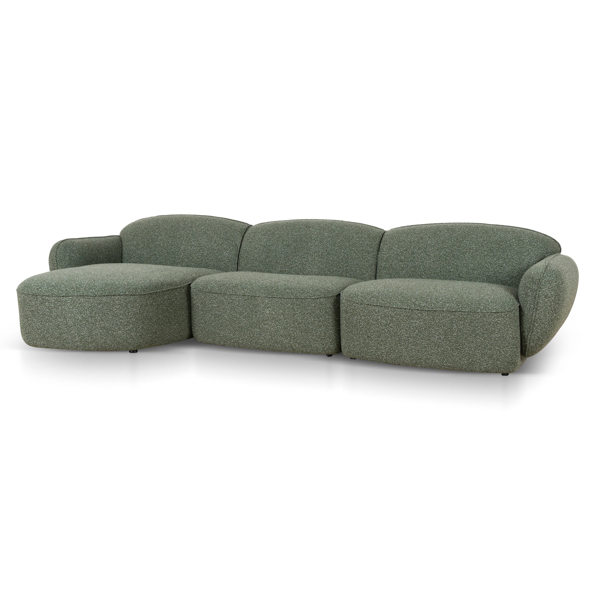Serenity 3 Seater Left Chaise Sofa - Amazon Green Sofa Ace-Core