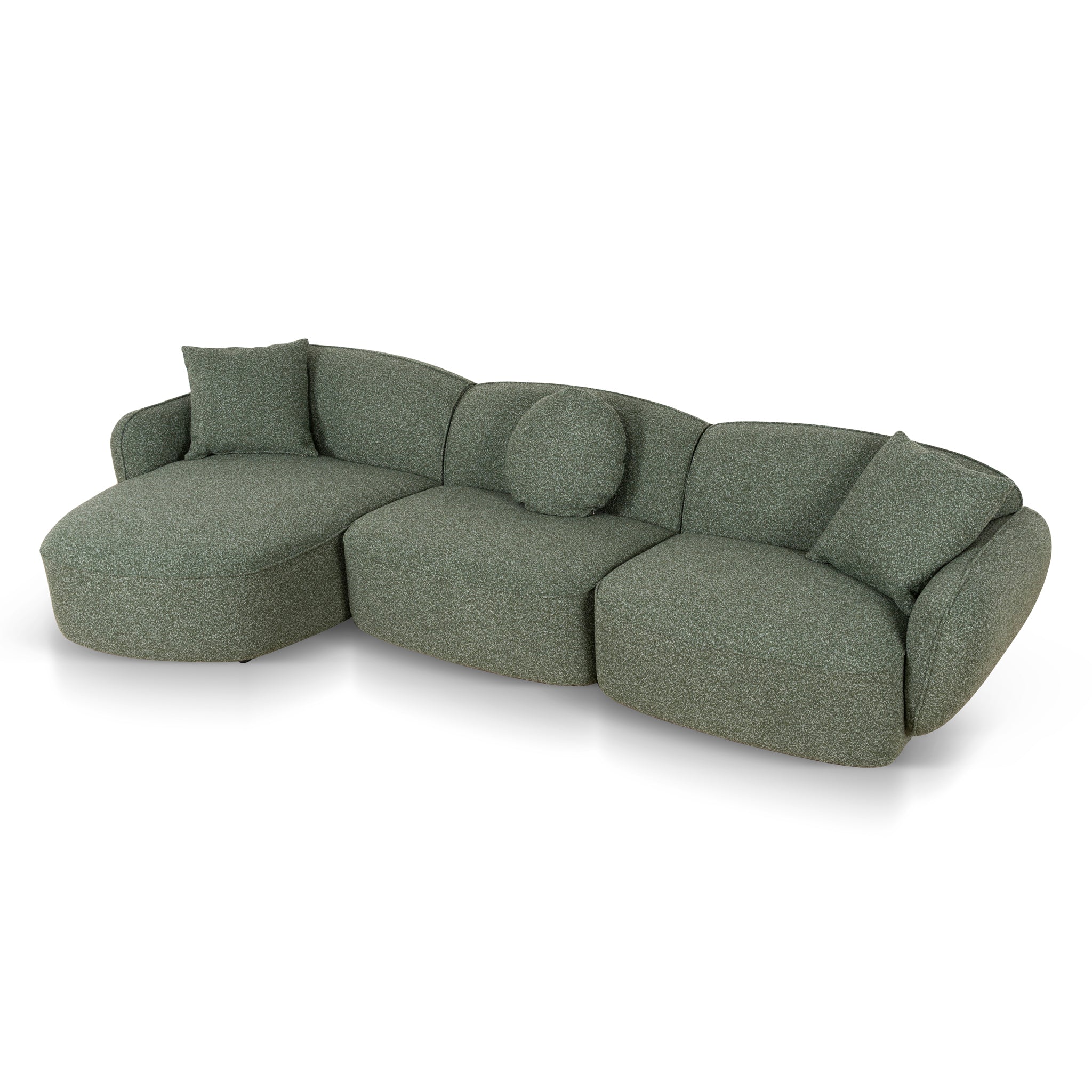 Serenity 3 Seater Left Chaise Sofa - Amazon Green Sofa Ace-Core