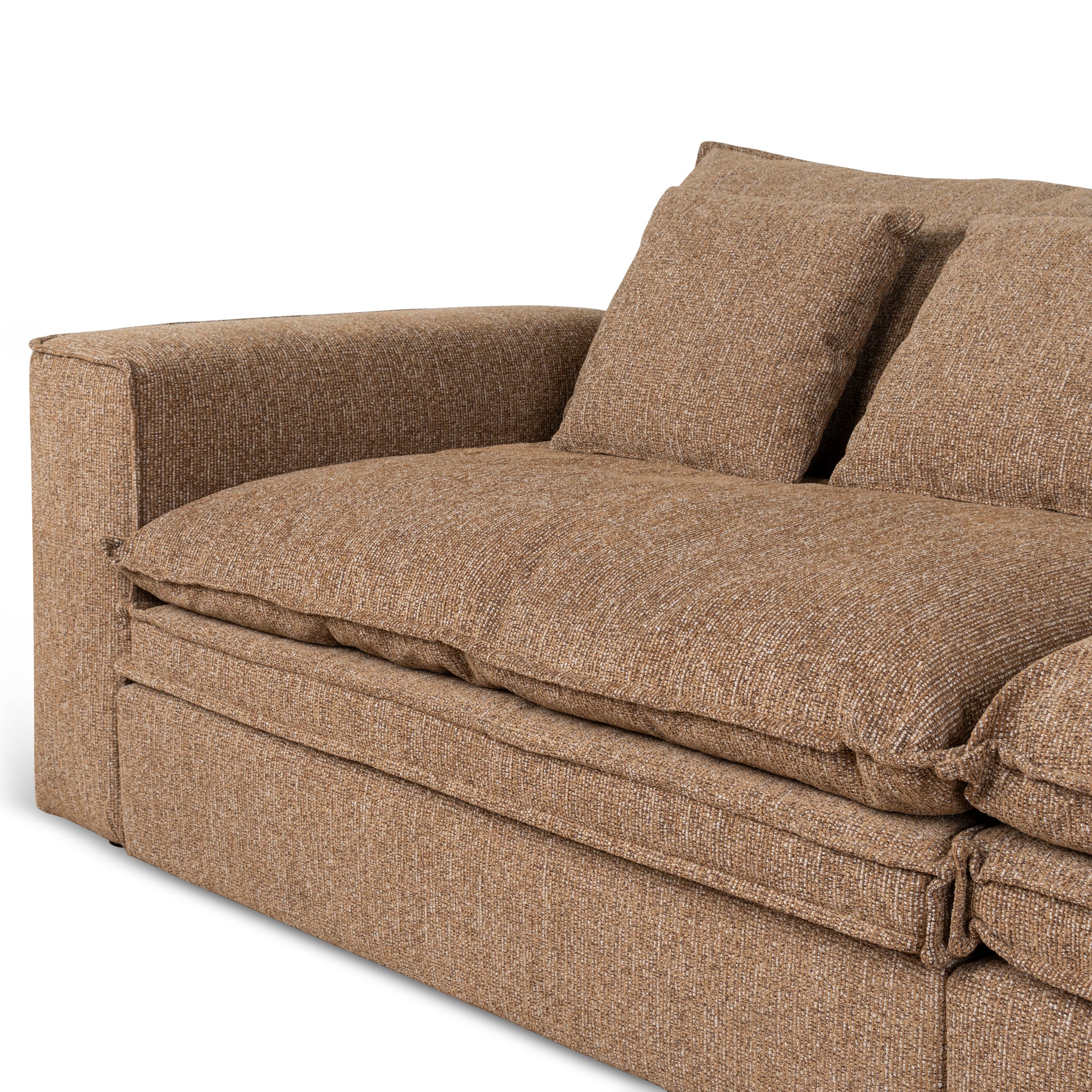 Bucha 3 Seater Fabric Sofa - Almond Brown Sofa Iggy-Core