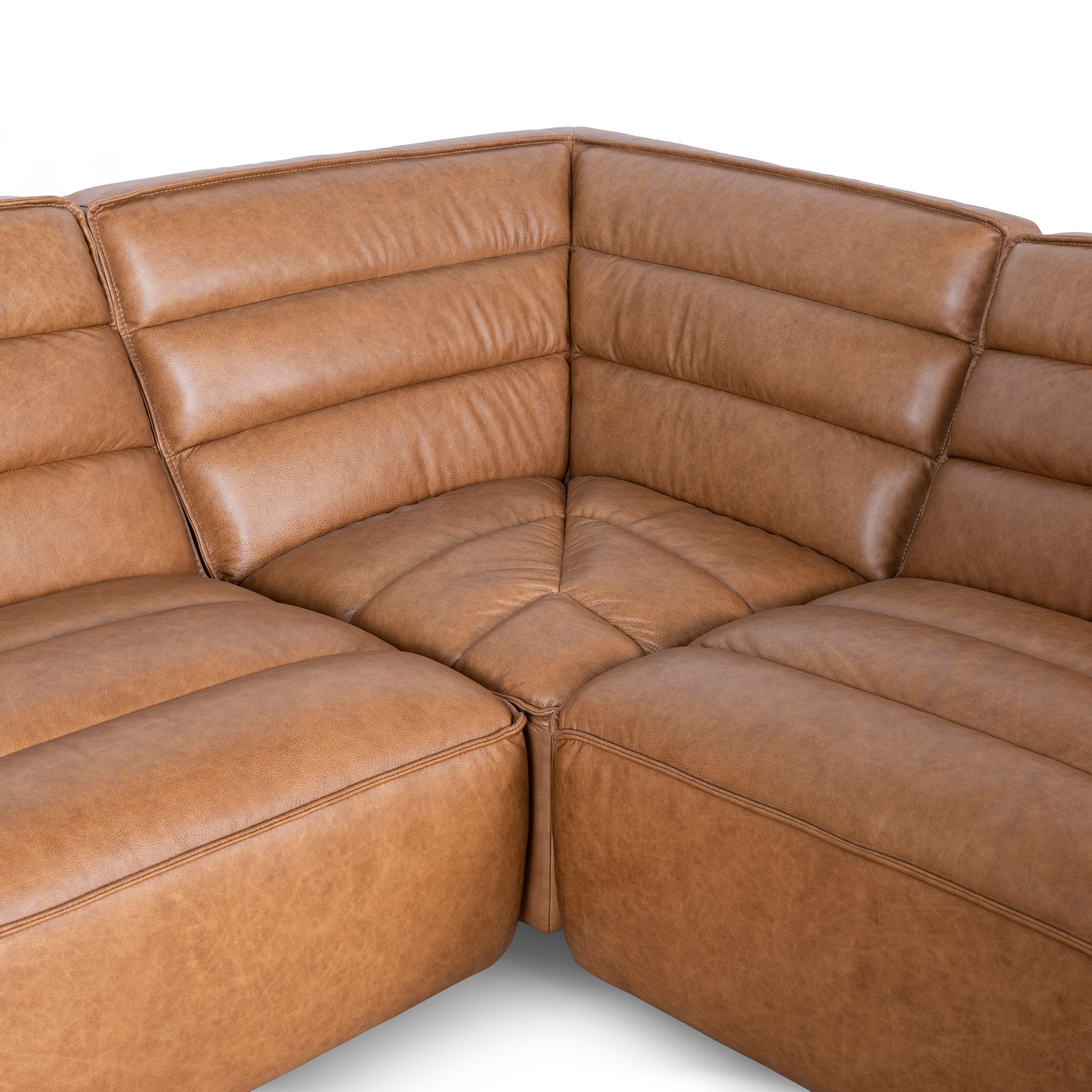 Monaco Modular Leather Corner Sofa - Amber Brown Corner Sofa K Sofa-Core