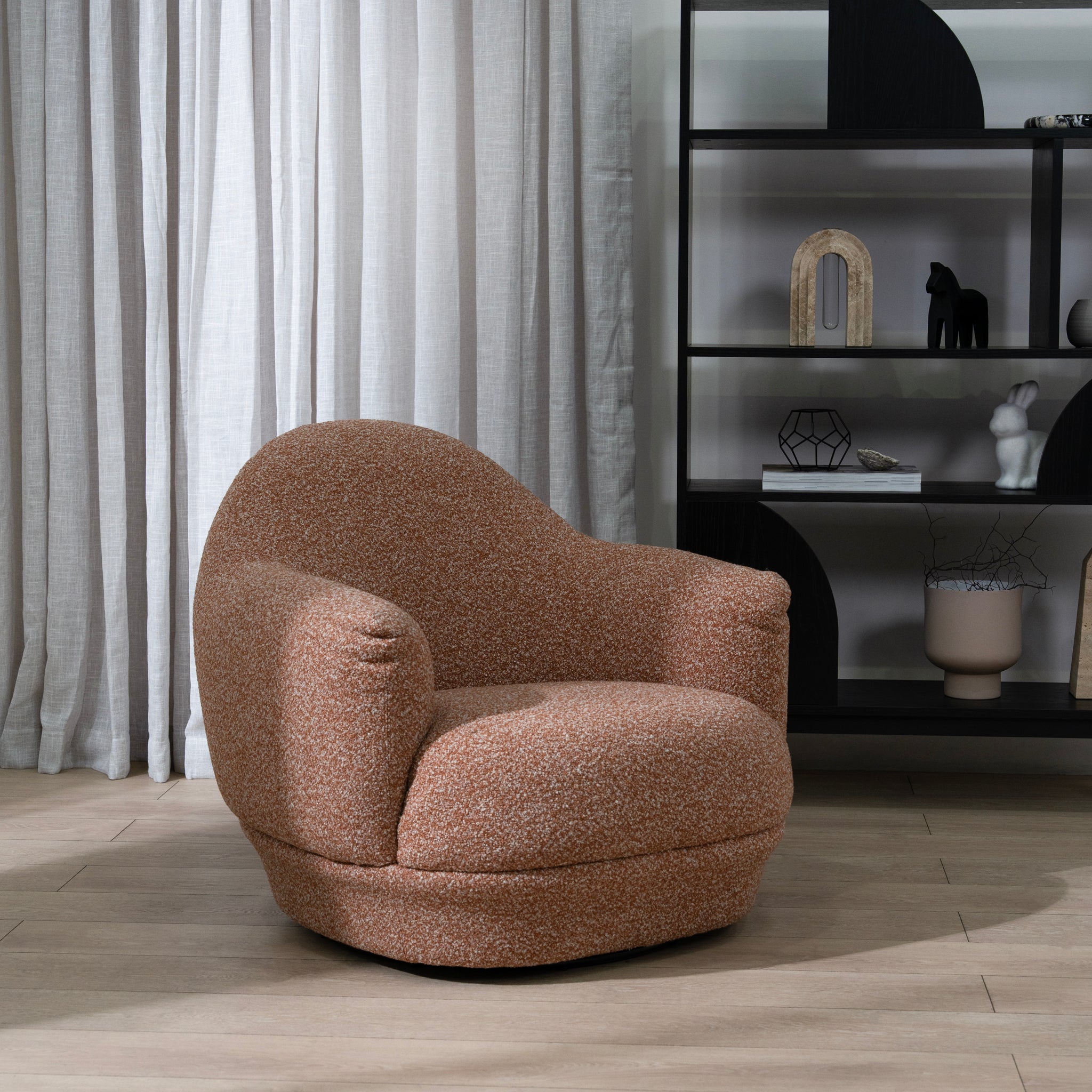 Esmora Swivel Armchair - Terracotta Brown Armchair KJ Sofa-Core