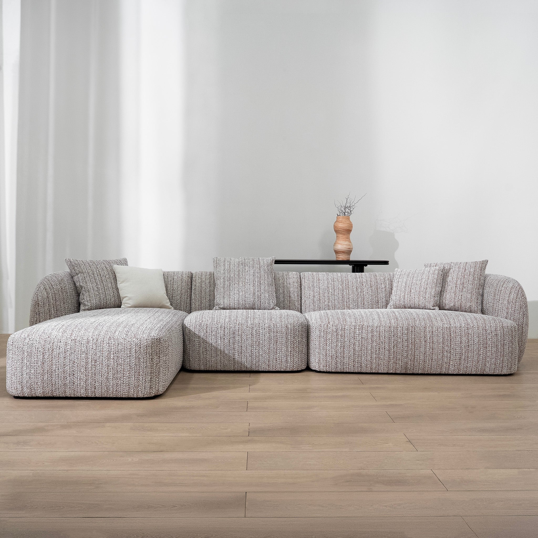 Ravello 4 Seater Left Chaise Sofa - Plush Spec Brown Chaise Lounge Ace-Core