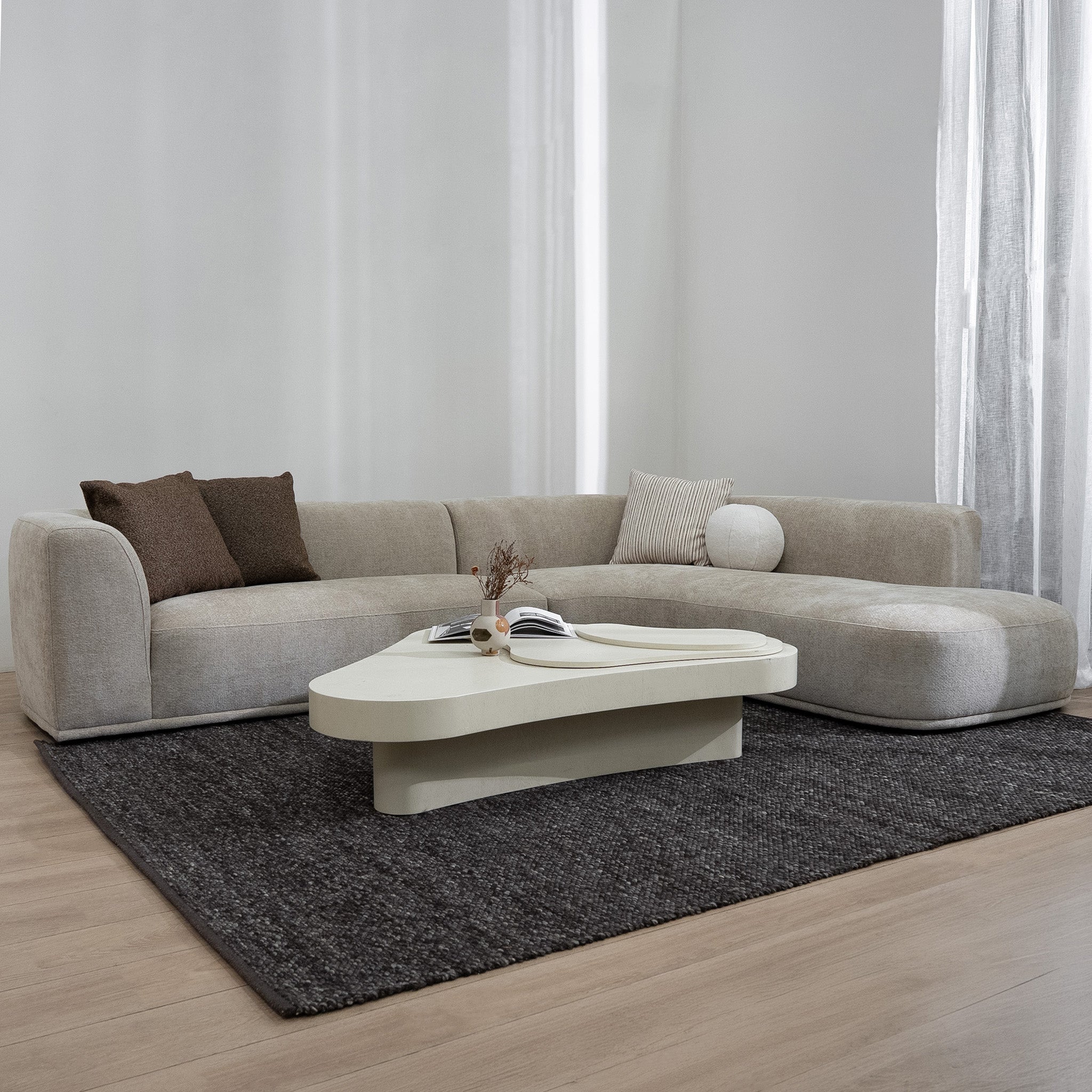 Cavallo 4 Seater Right Chaise Sofa - Lila Beige Chaise Lounge Ace-Core