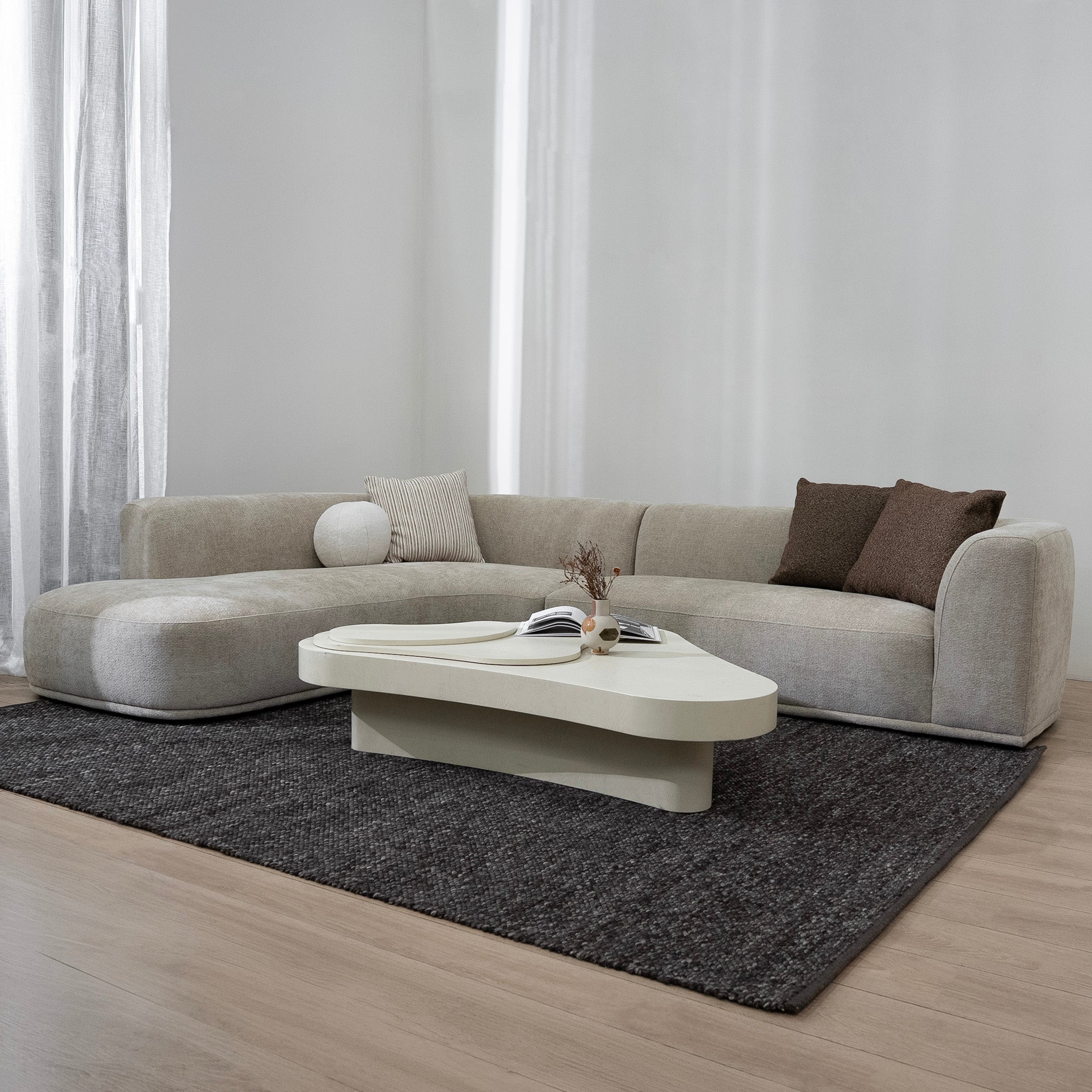 Cavallo 4 Seater Left Chaise Sofa - Lila Beige Chaise Lounge Ace-Core