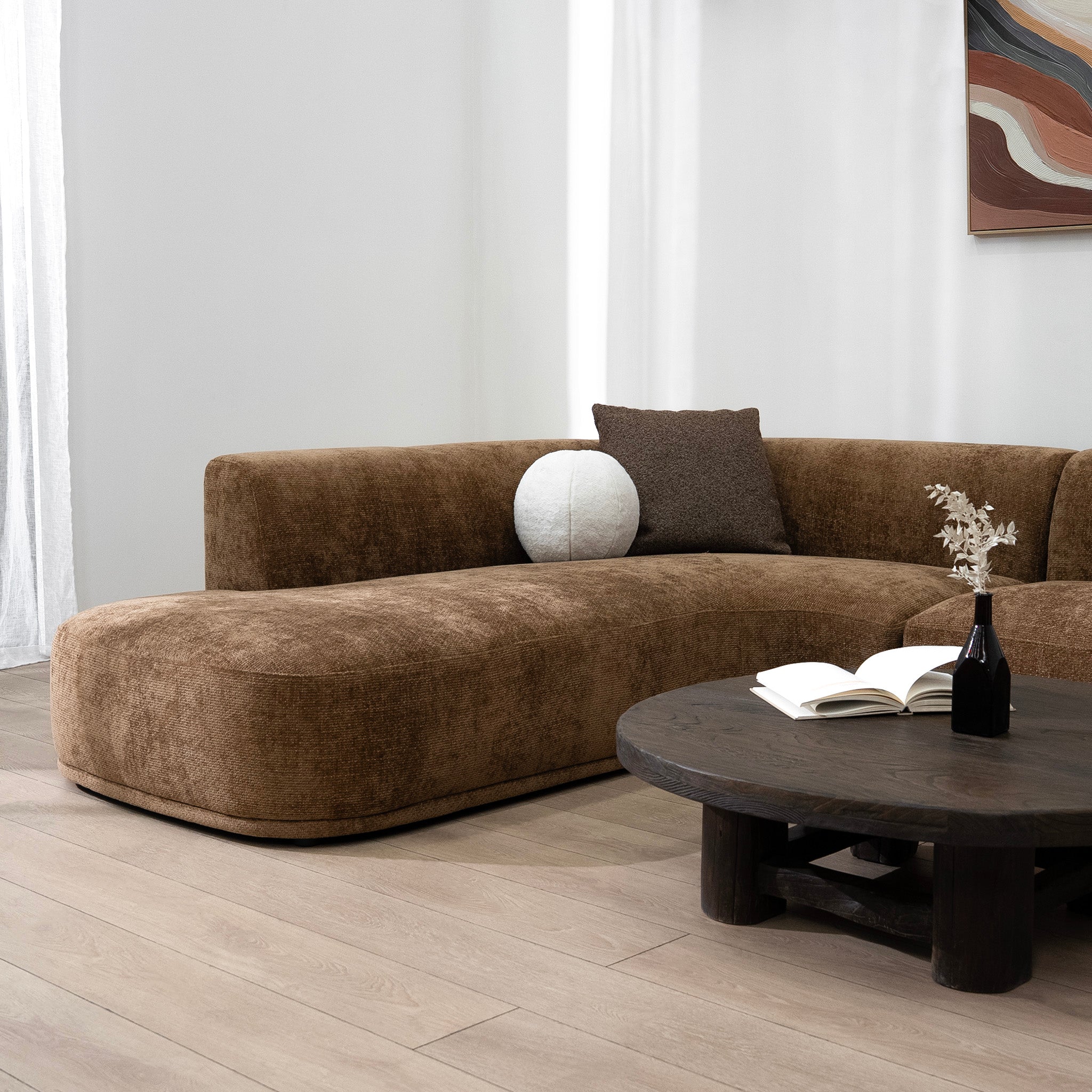 Cavallo 4 Seater Left Chaise Sofa - Lila Nutmeg Chaise Lounge Ace-Core