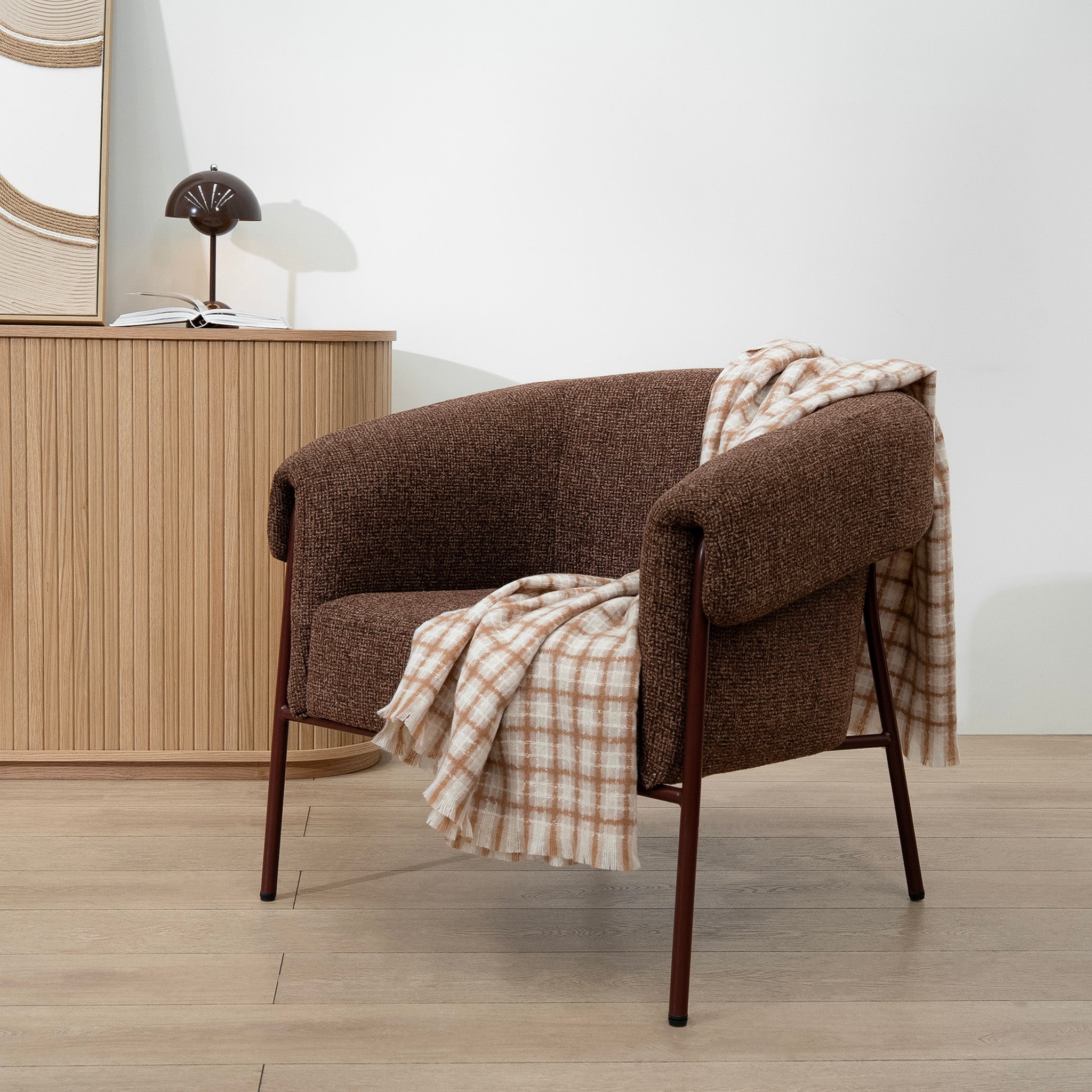 Lunaro Dark Red Armchair - Verona Tawn Armchair Cino-Core