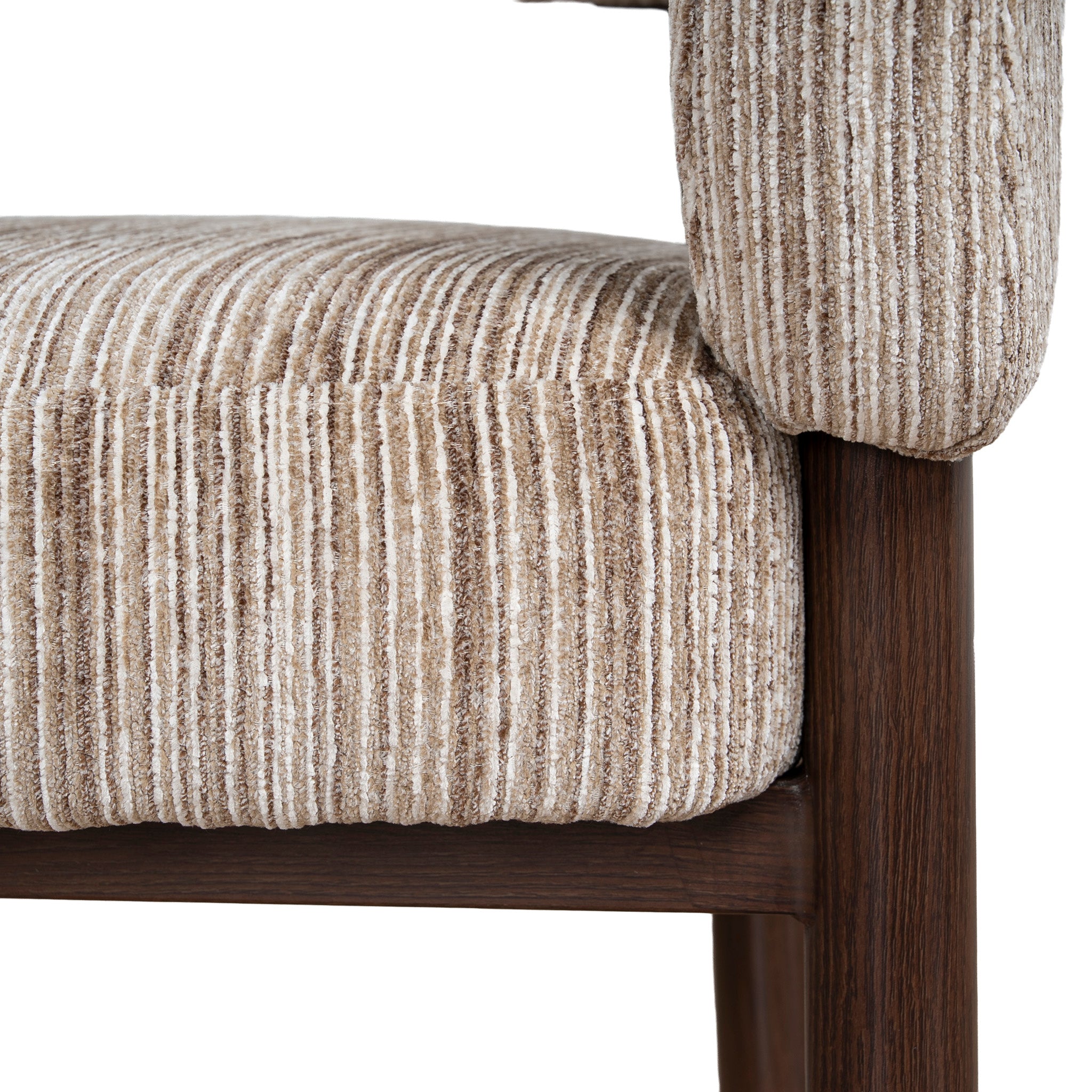 Sorello Walnut Armchair - Coconut Stripe Armchair Cino-Core