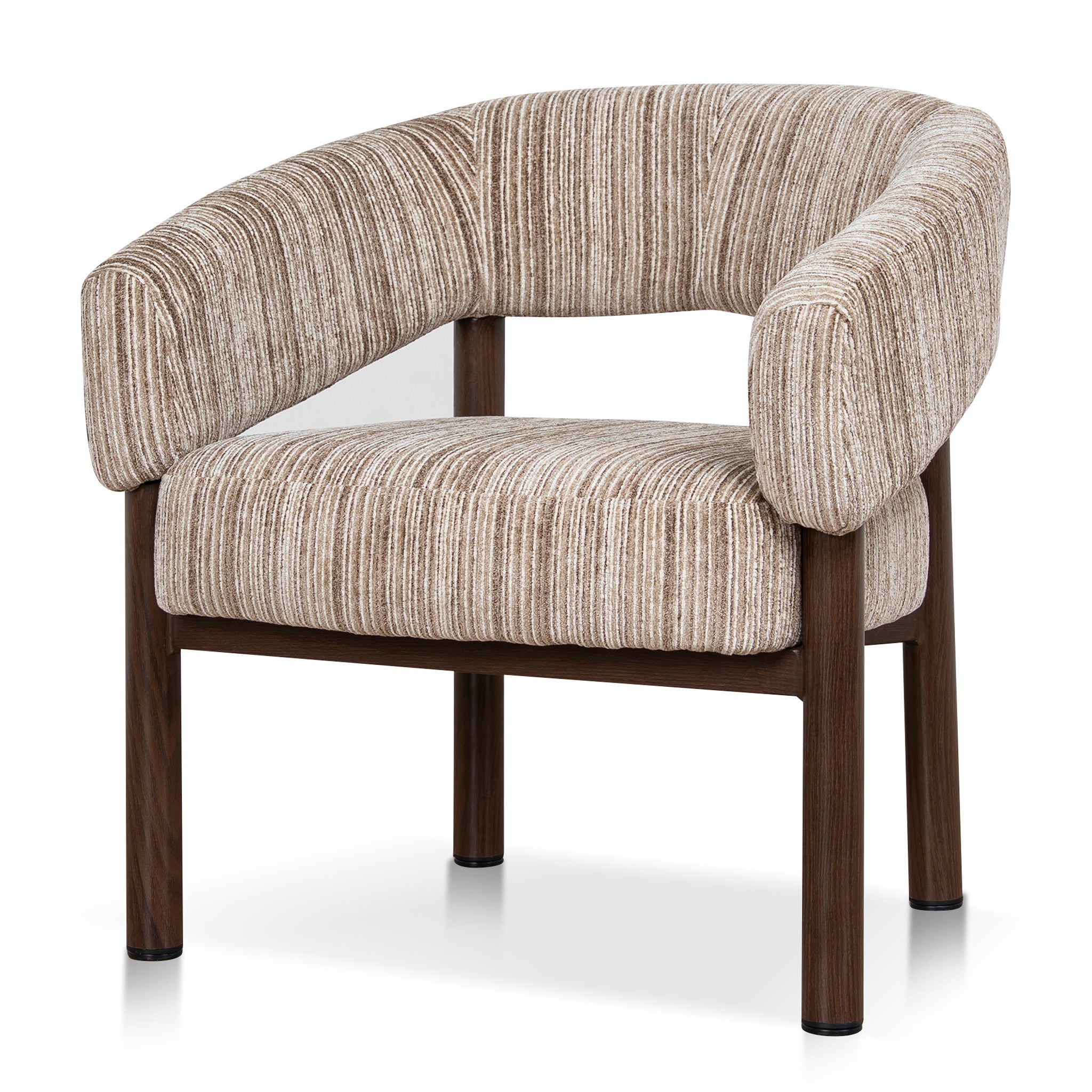 Sorello Walnut Armchair - Coconut Stripe Armchair Cino-Core