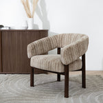 Sorello Walnut Armchair - Coconut Stripe Armchair Cino-Core