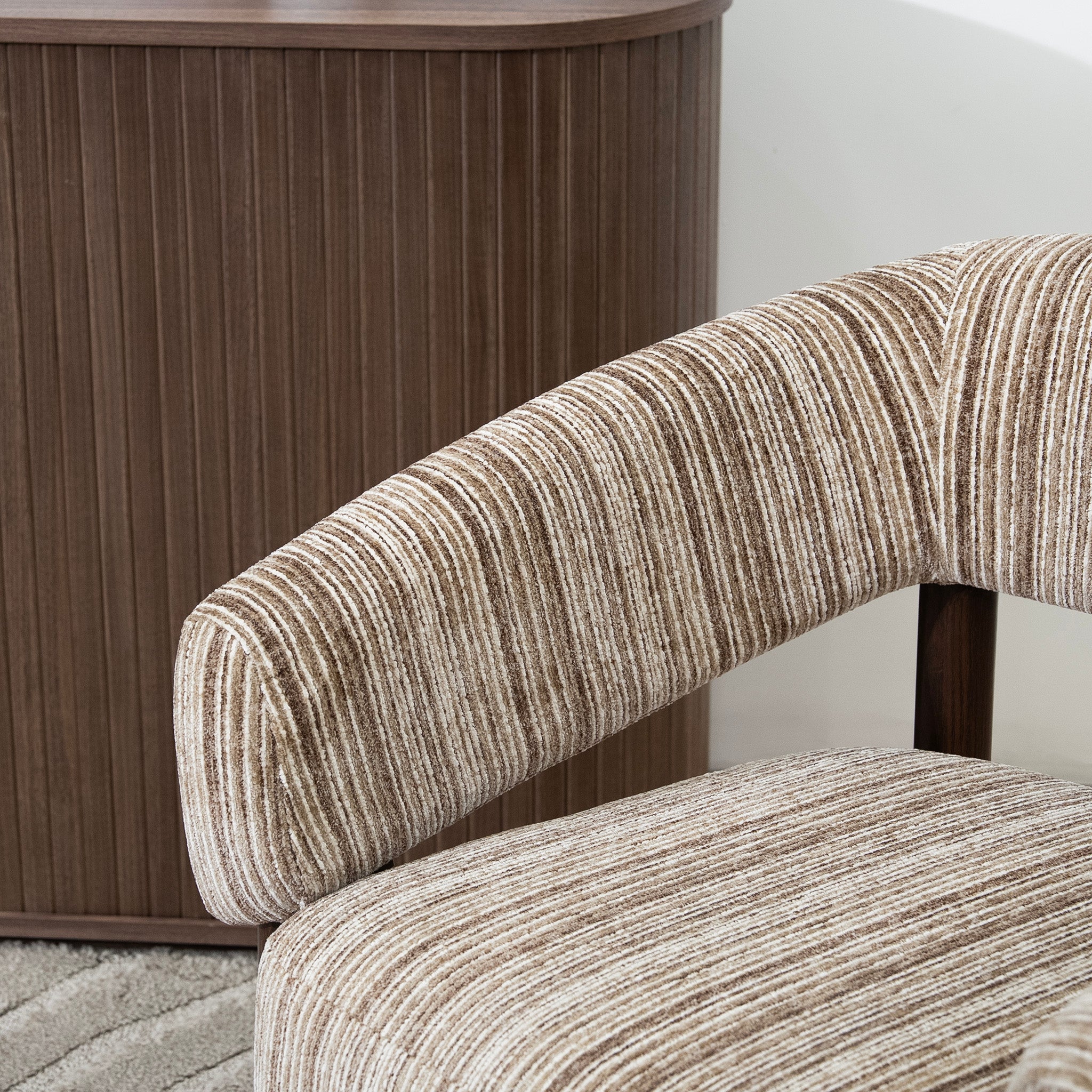 Sorello Walnut Armchair - Coconut Stripe Armchair Cino-Core