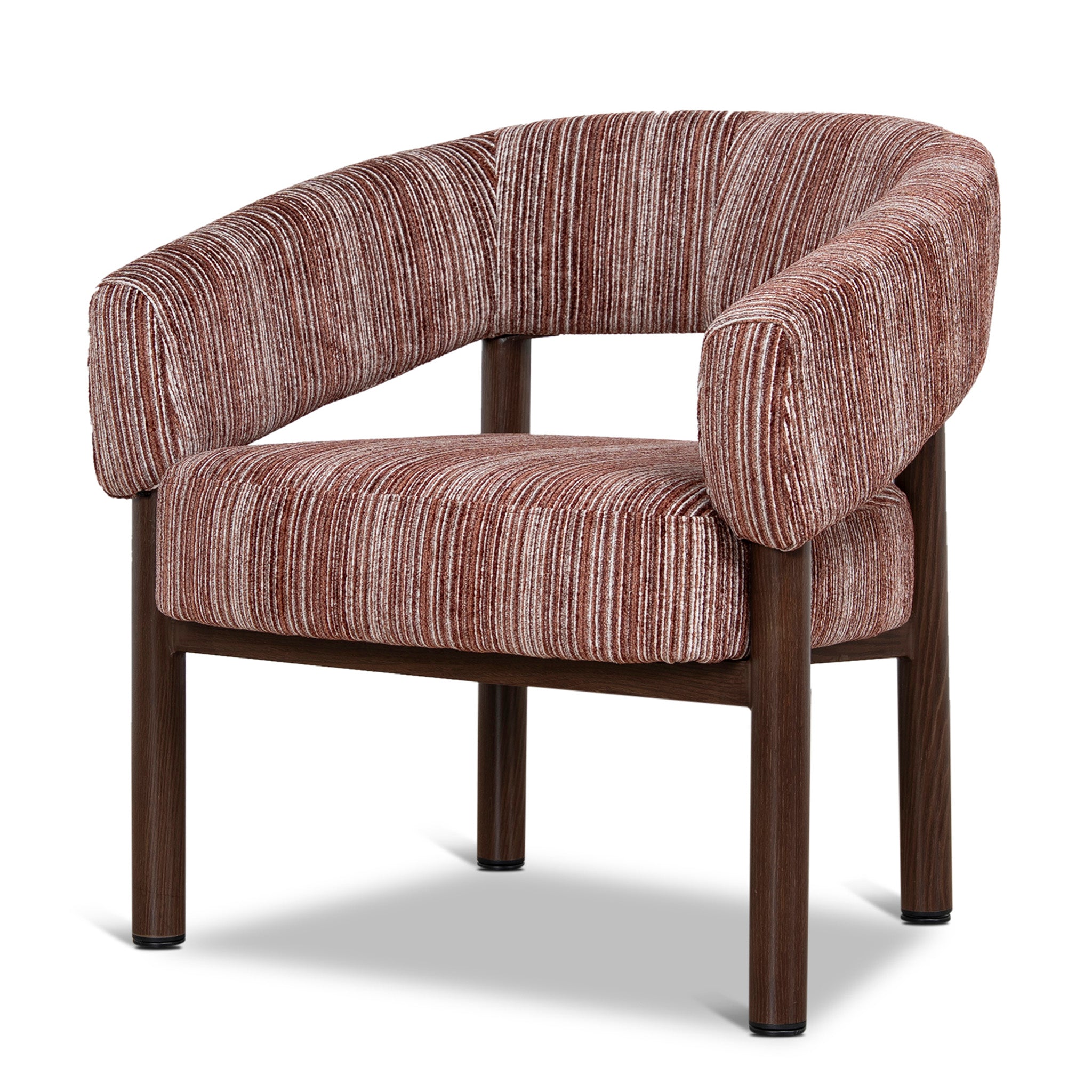 Sorello Walnut Armchair - Burgundy Stripe Armchair Cino-Core