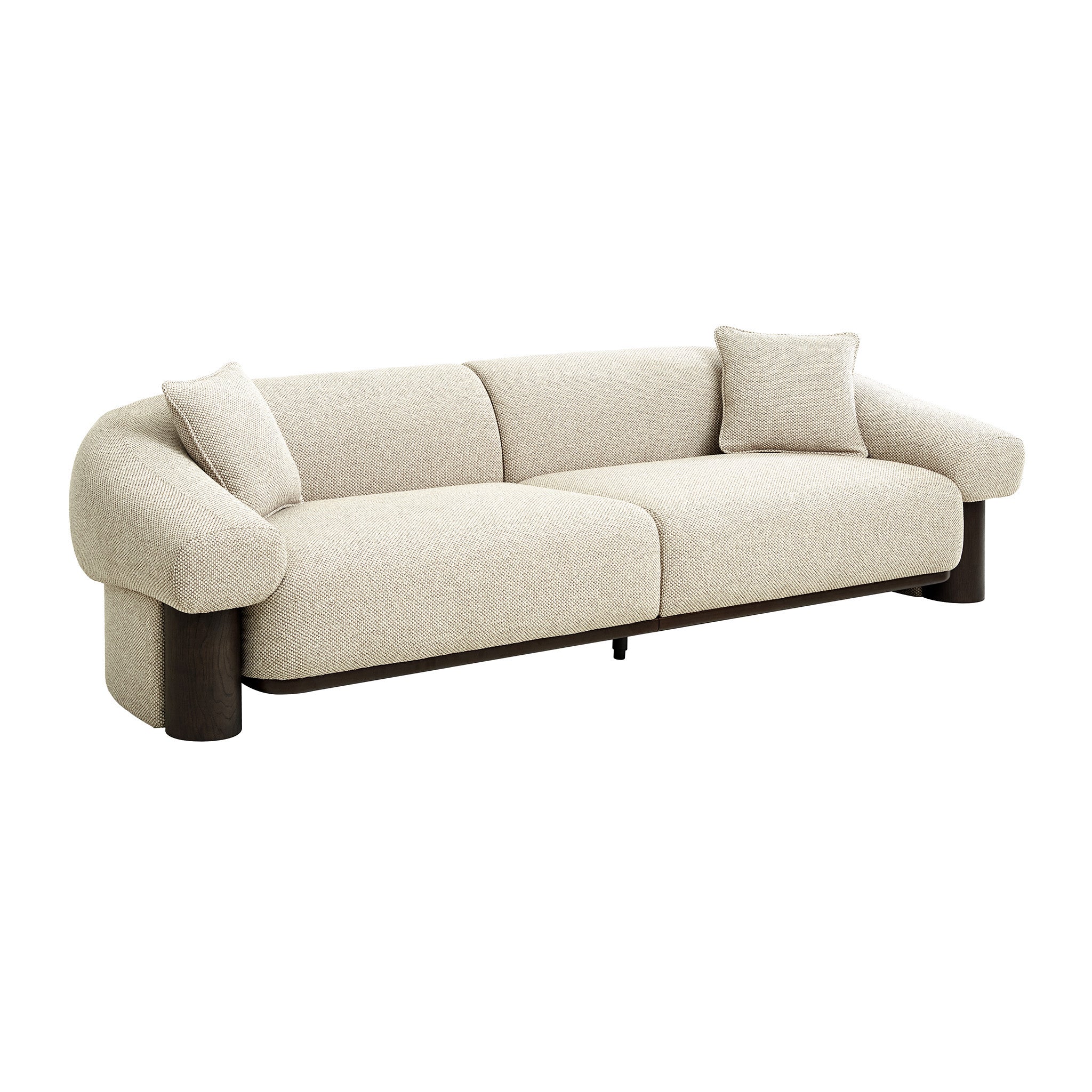 Novalinne Dark Brown 3 Seater Sofa - Soft Beige Sofa Iggy-Core
