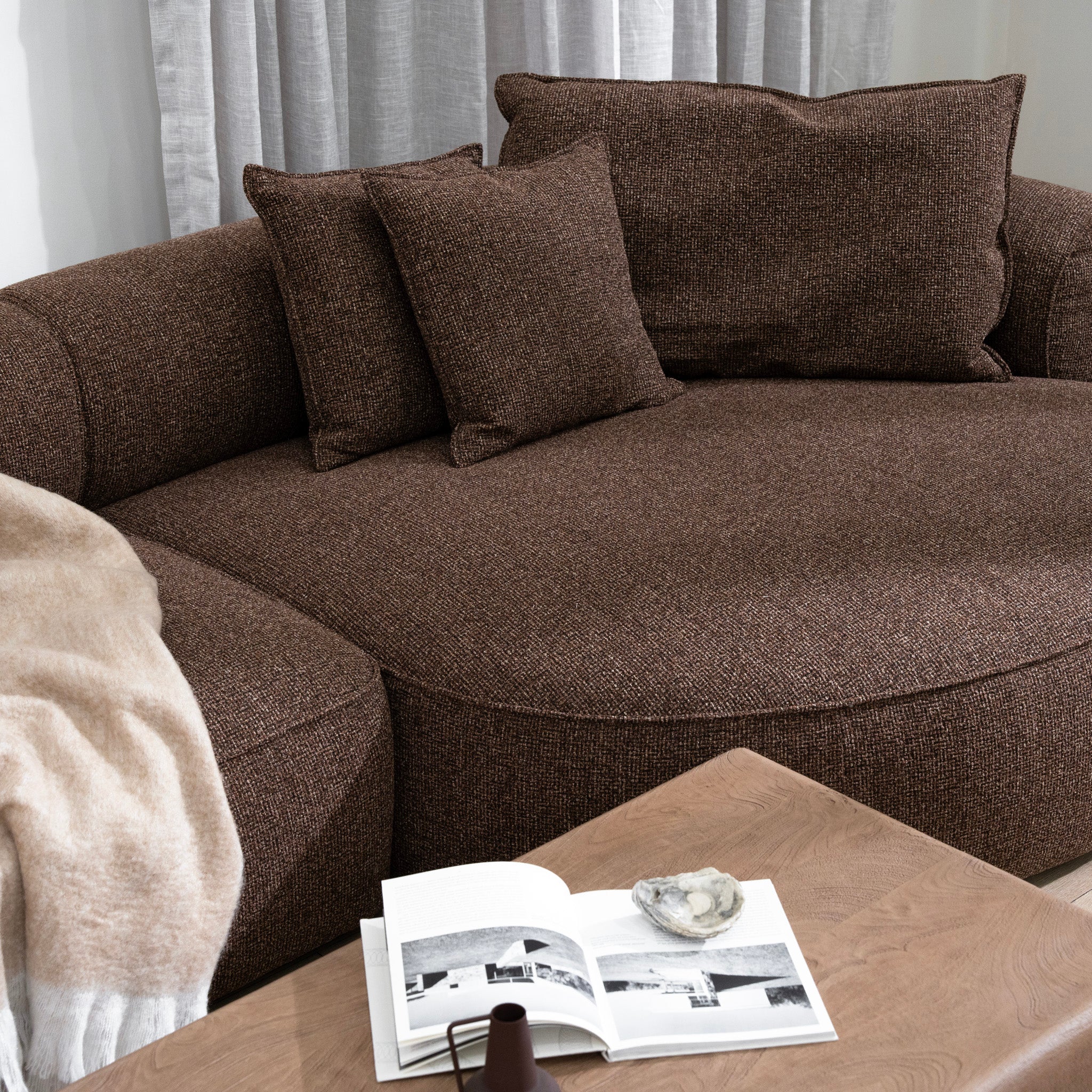 Carina Right Chaise Sofa - Verona Cinnamon Weave Chaise Lounge KJ Sofa-Core
