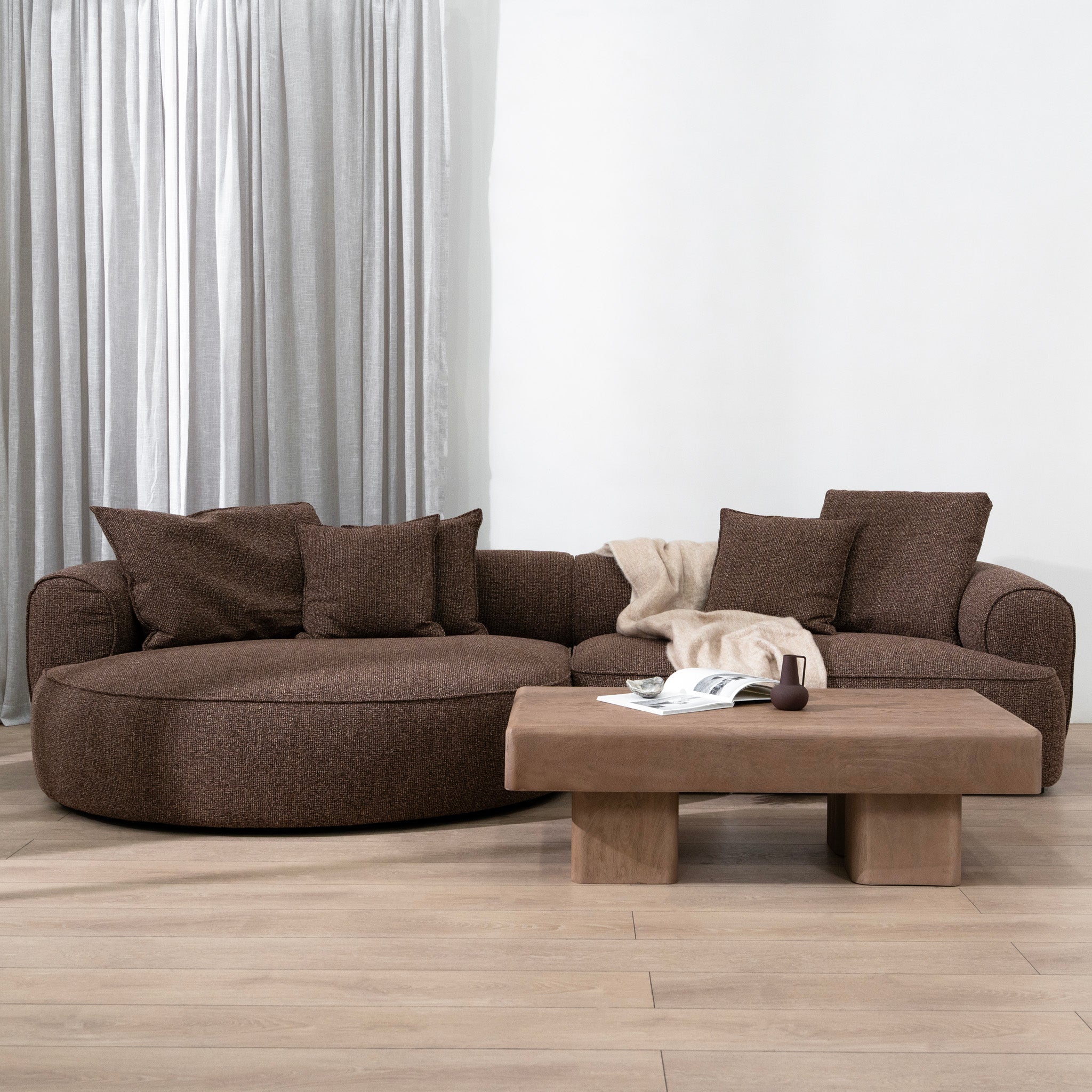 Carina Left Chaise Sofa - Verona Cinnamon Weave Chaise Lounge KJ Sofa-Core