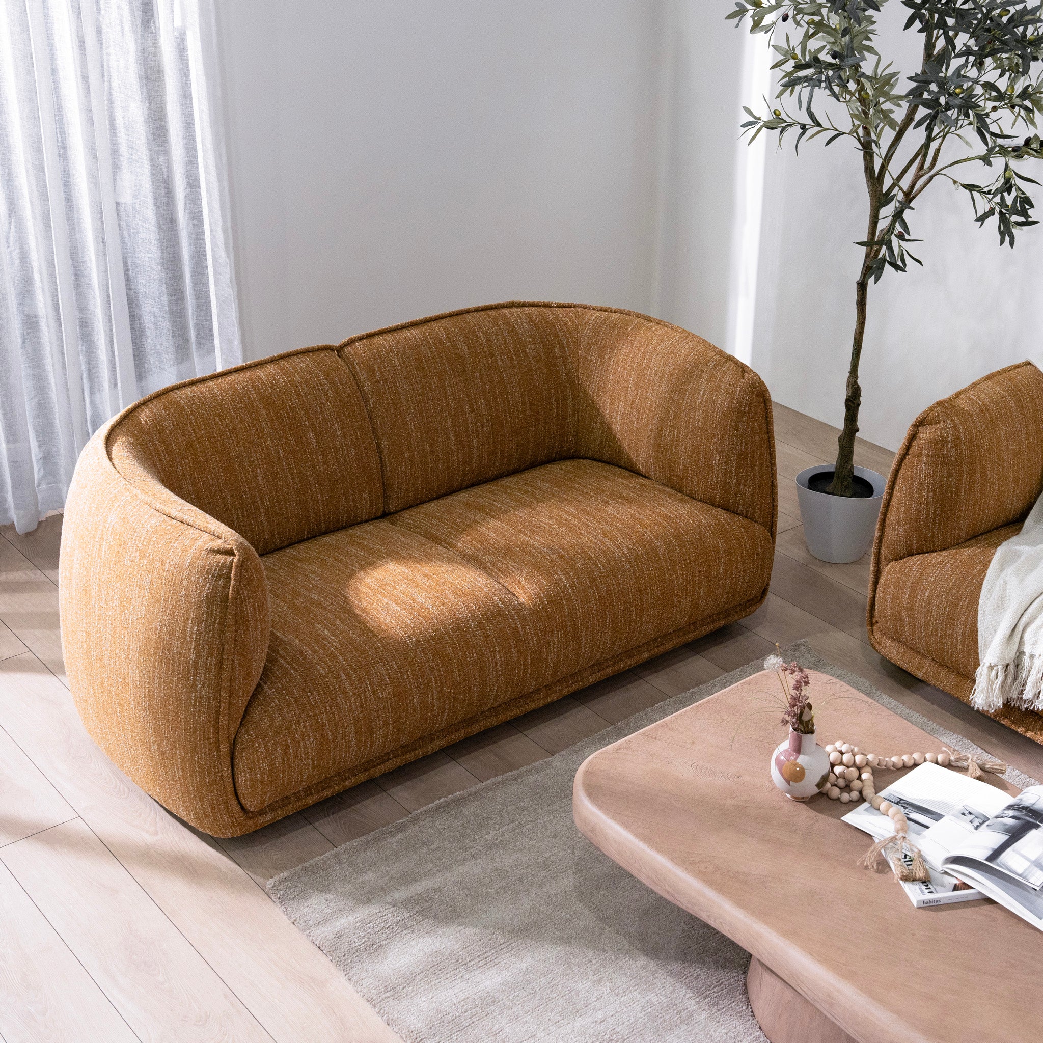 Chapman 2 Seater Fabric Sofa - Ginger Brown sofa K Sofa-Core