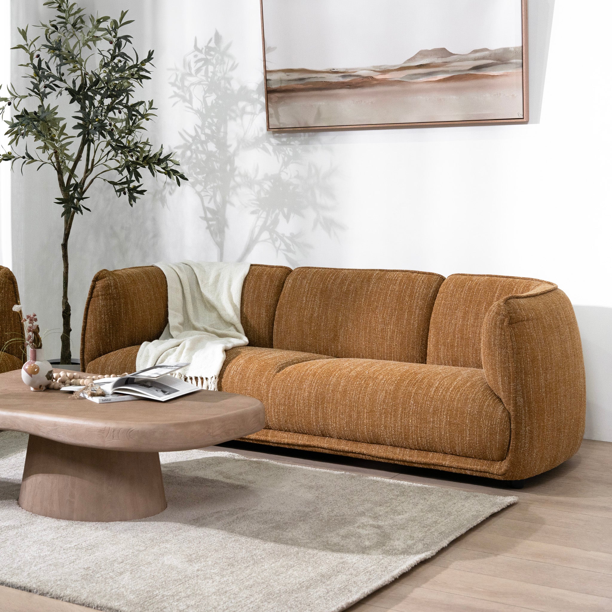 Chapman 3 Seater Fabric Sofa - Ginger Brown sofa K Sofa-Core