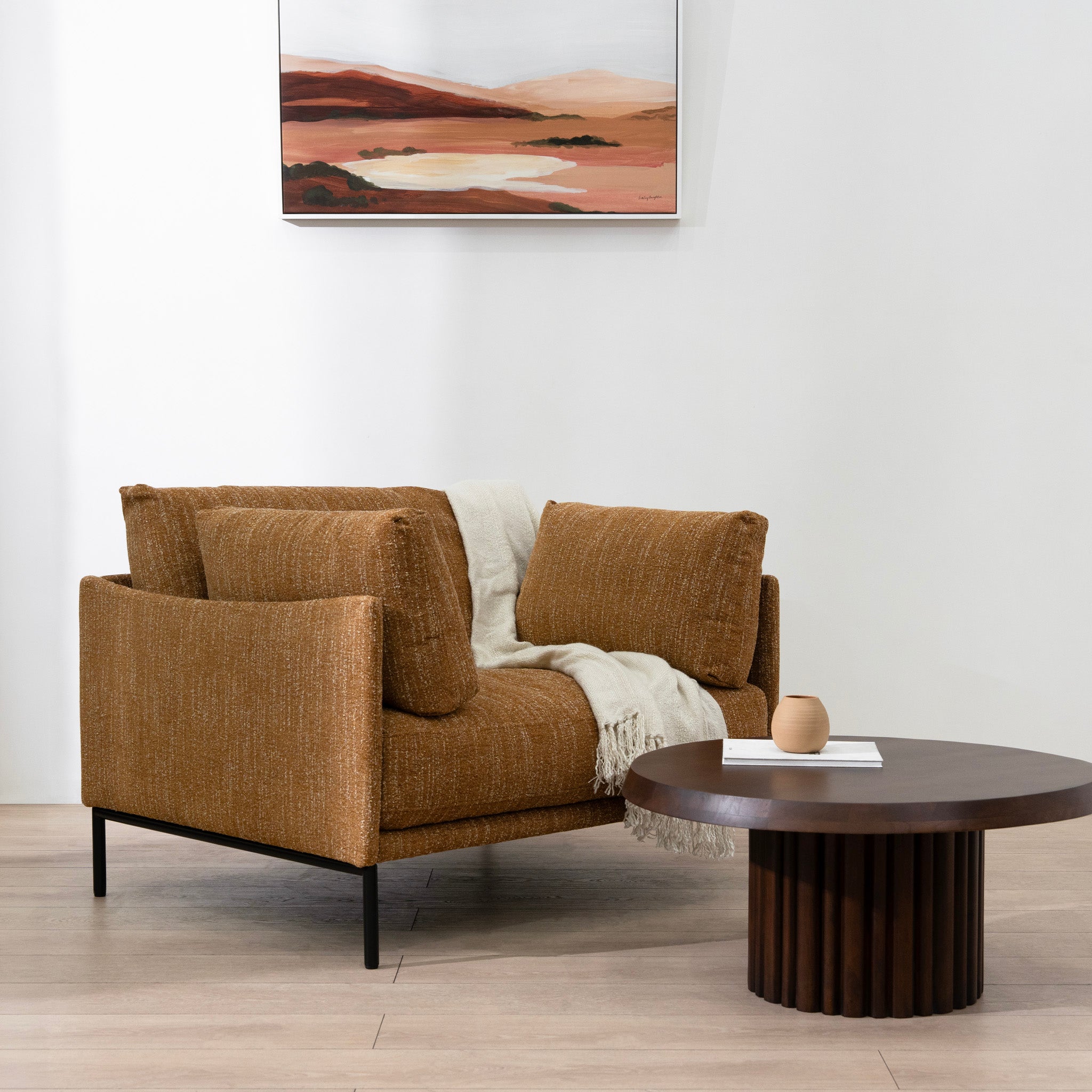 Emilis Fabric Armchair - Ginger Brown Armchair K Sofa-Core