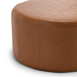 Mavelle 70cm Round Ottoman - Whiskey Tan