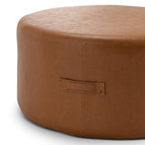 Mavelle 70cm Round Ottoman - Whiskey Tan