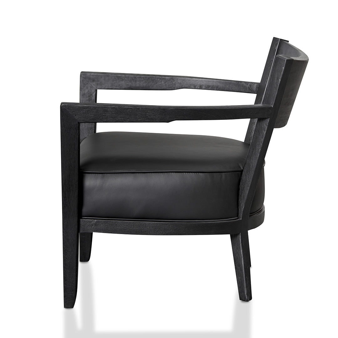 Wendell Leather Armchair - Full Black - Last One Armchair Chic-Core