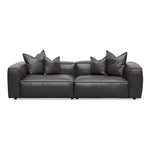 Loft 4 Seater Sofa with Cushion and Pillow - Shadow Grey Leather Sofa K Sofa-Core   
