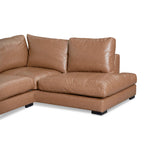 Lucinda 4 Seater Right Chaise Sofa - Caramel Brown
