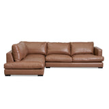 Lucinda 4 Seater Left Chaise Sofa - Caramel Brown Leather - Last One Chaise Lounge K Sofa-Core