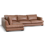 Lucinda 4 Seater Left Chaise Sofa - Caramel Brown Leather - Last One Chaise Lounge K Sofa-Core